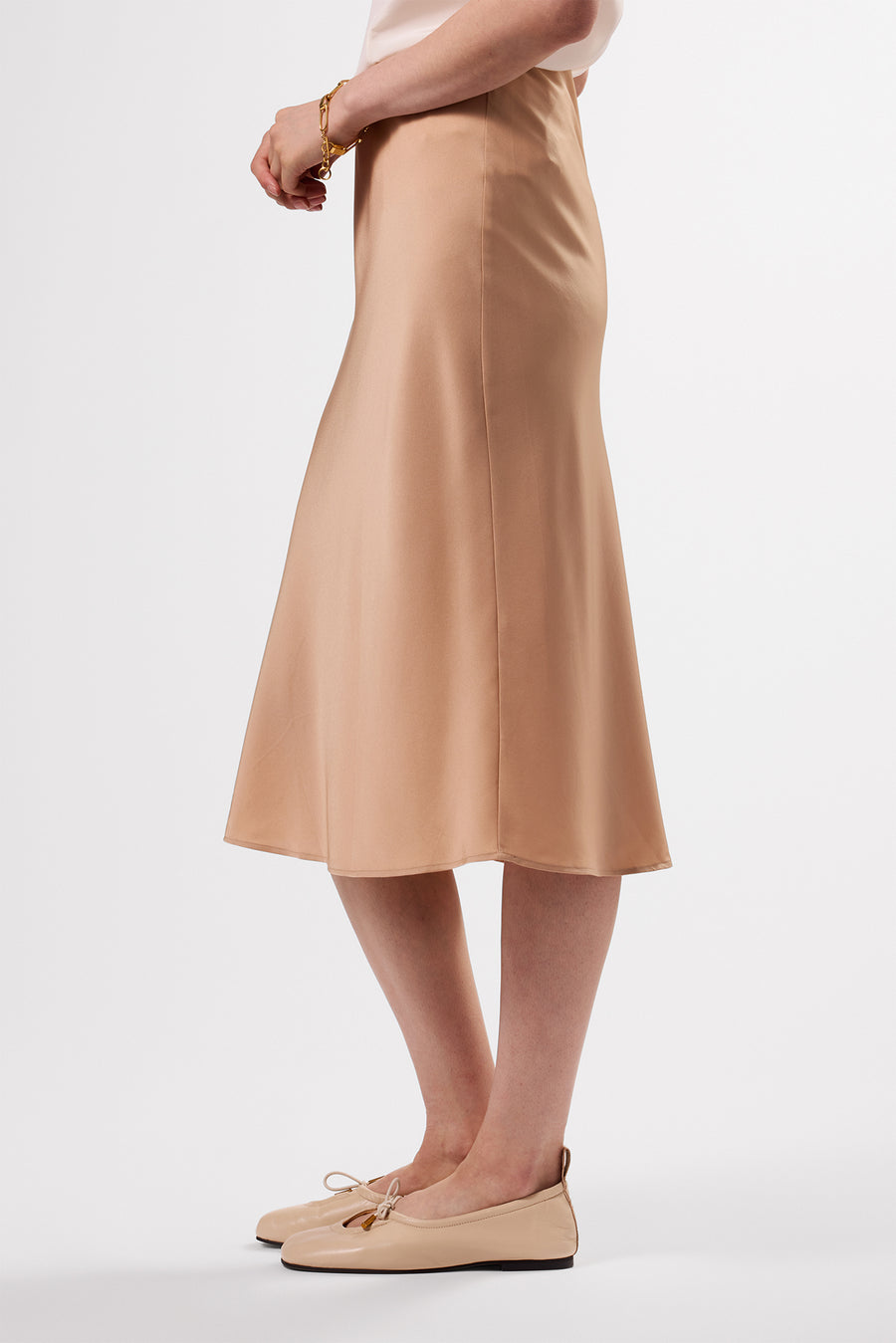 Eve Stretch Silk Skirt - Biscotti