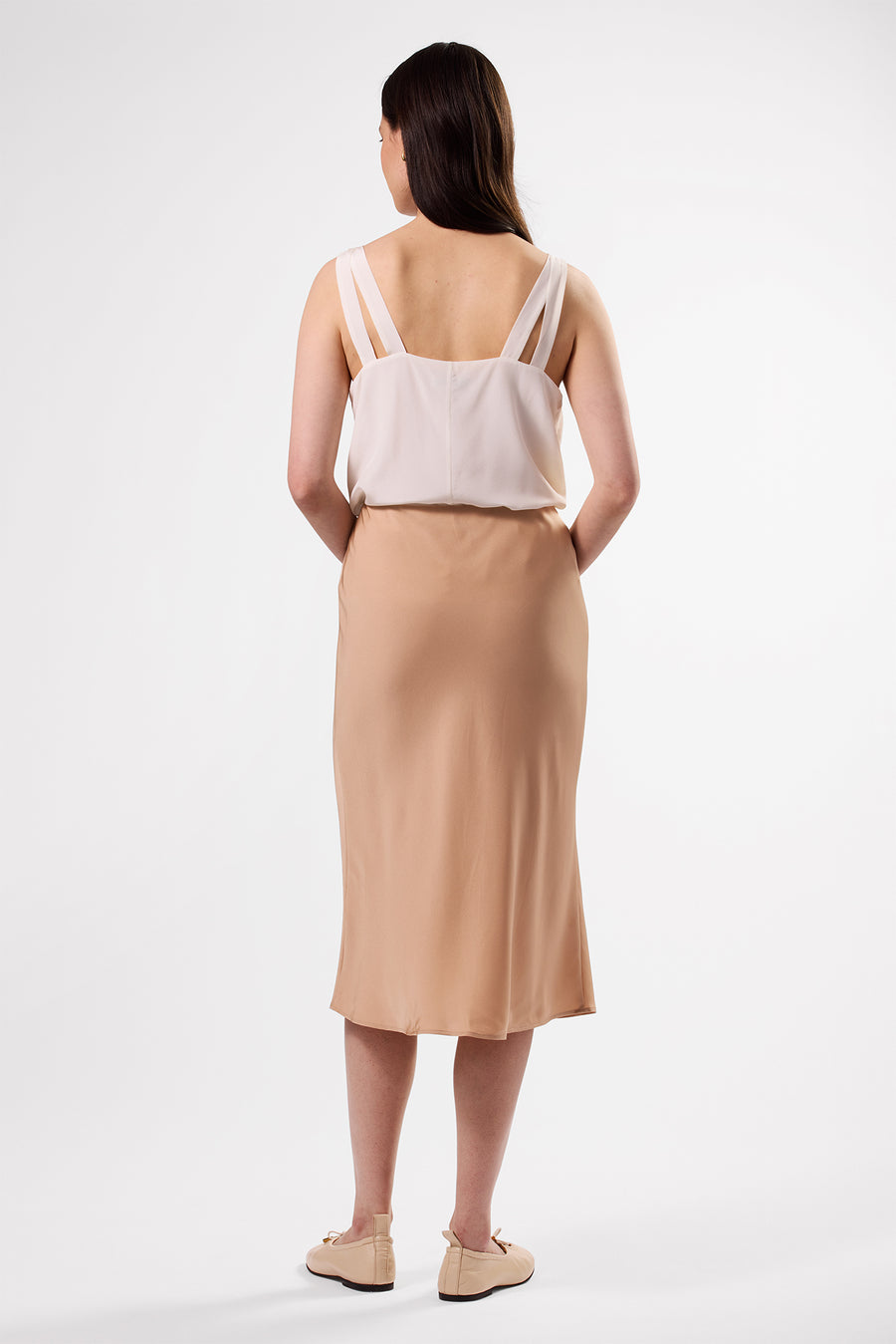 Eve Stretch Silk Skirt - Biscotti