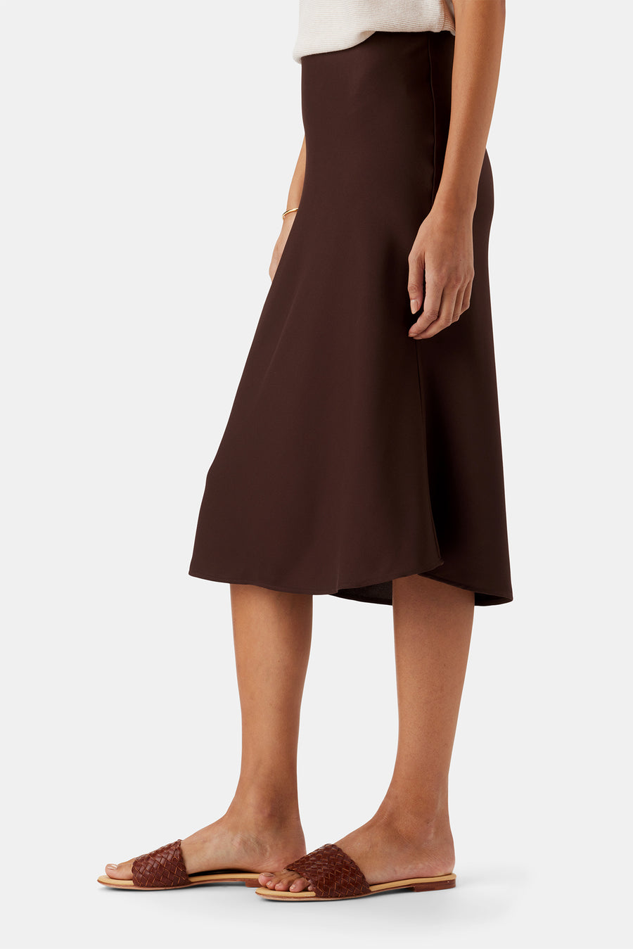 Eve Stretch Silk Skirt - Espresso