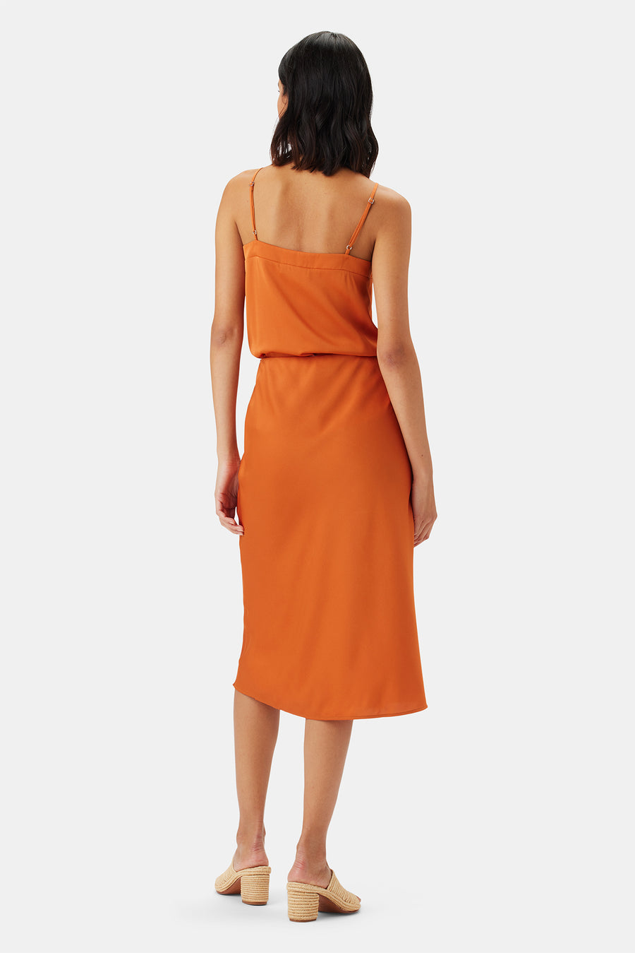 Eve Stretch Silk Skirt - Sunset Orange