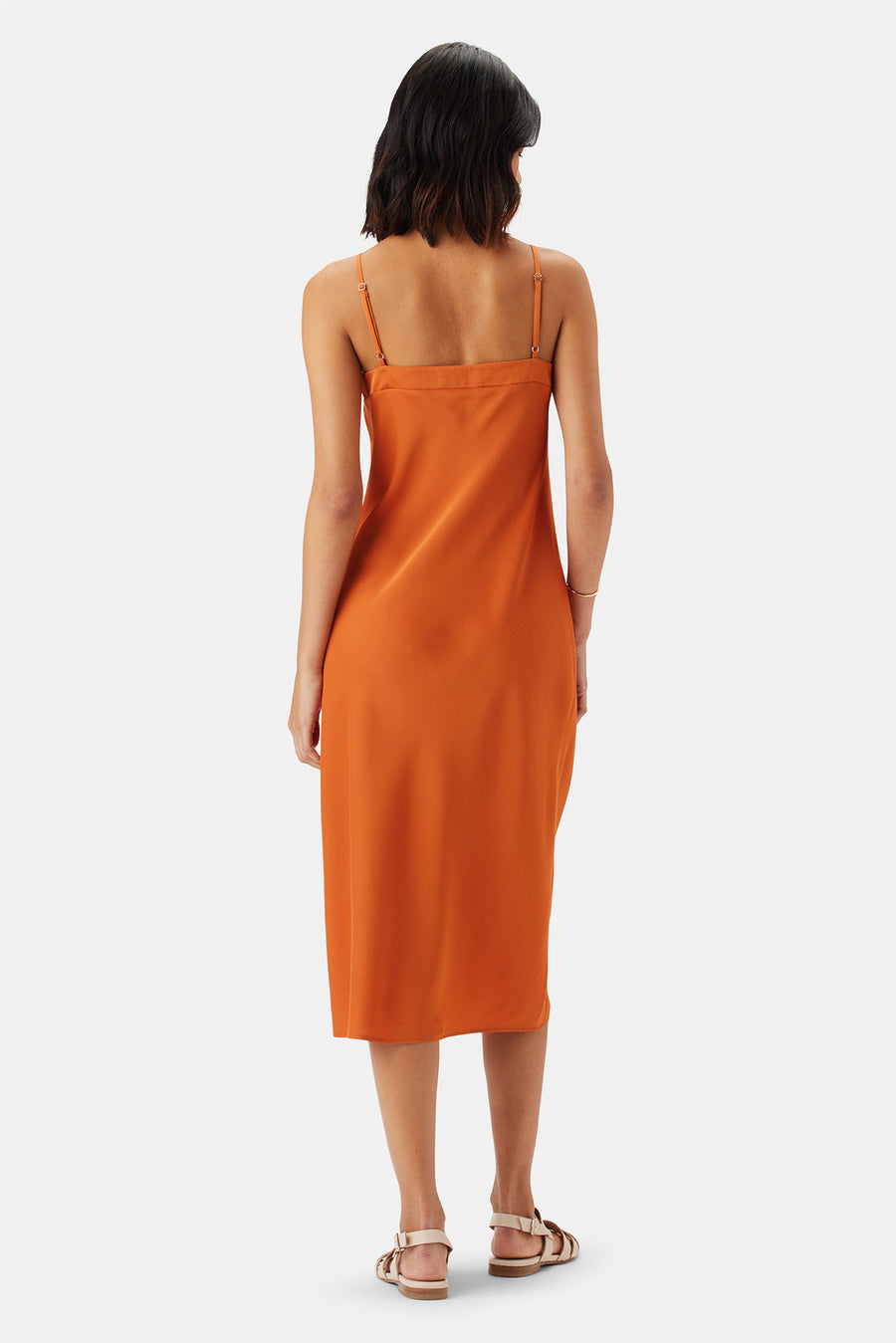 Briana Washable Silk Dress - Sunset Orange