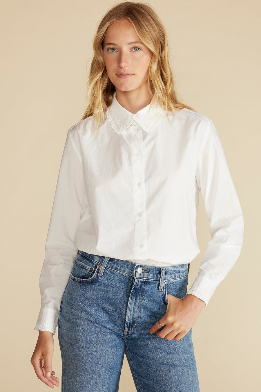 Edelie Ruffled Poplin Shirt - White