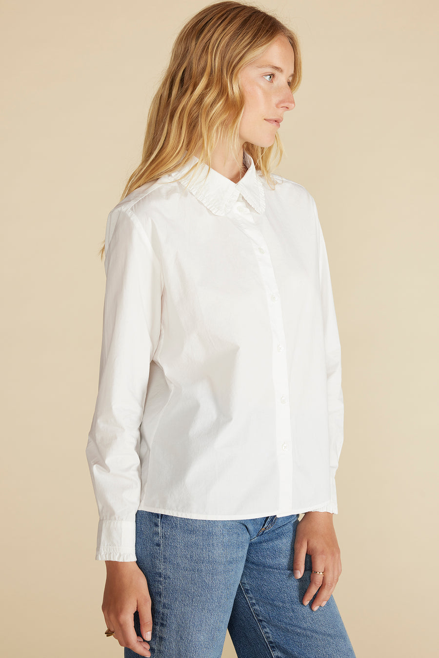 Edelie Ruffled Poplin Shirt - White