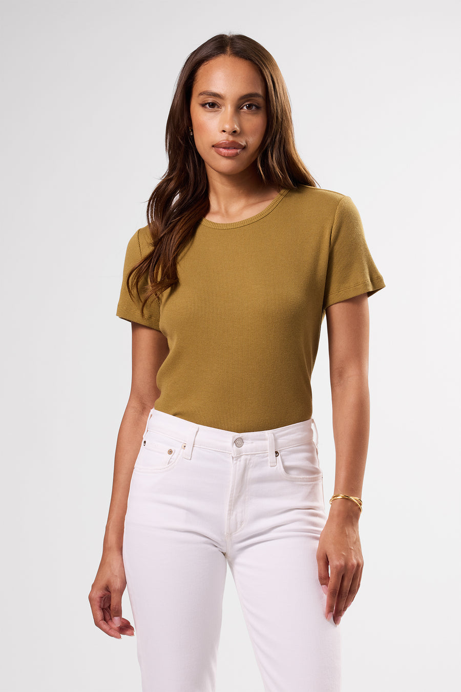 Eleanor Organic Cotton Modal Rib Tee - Elm