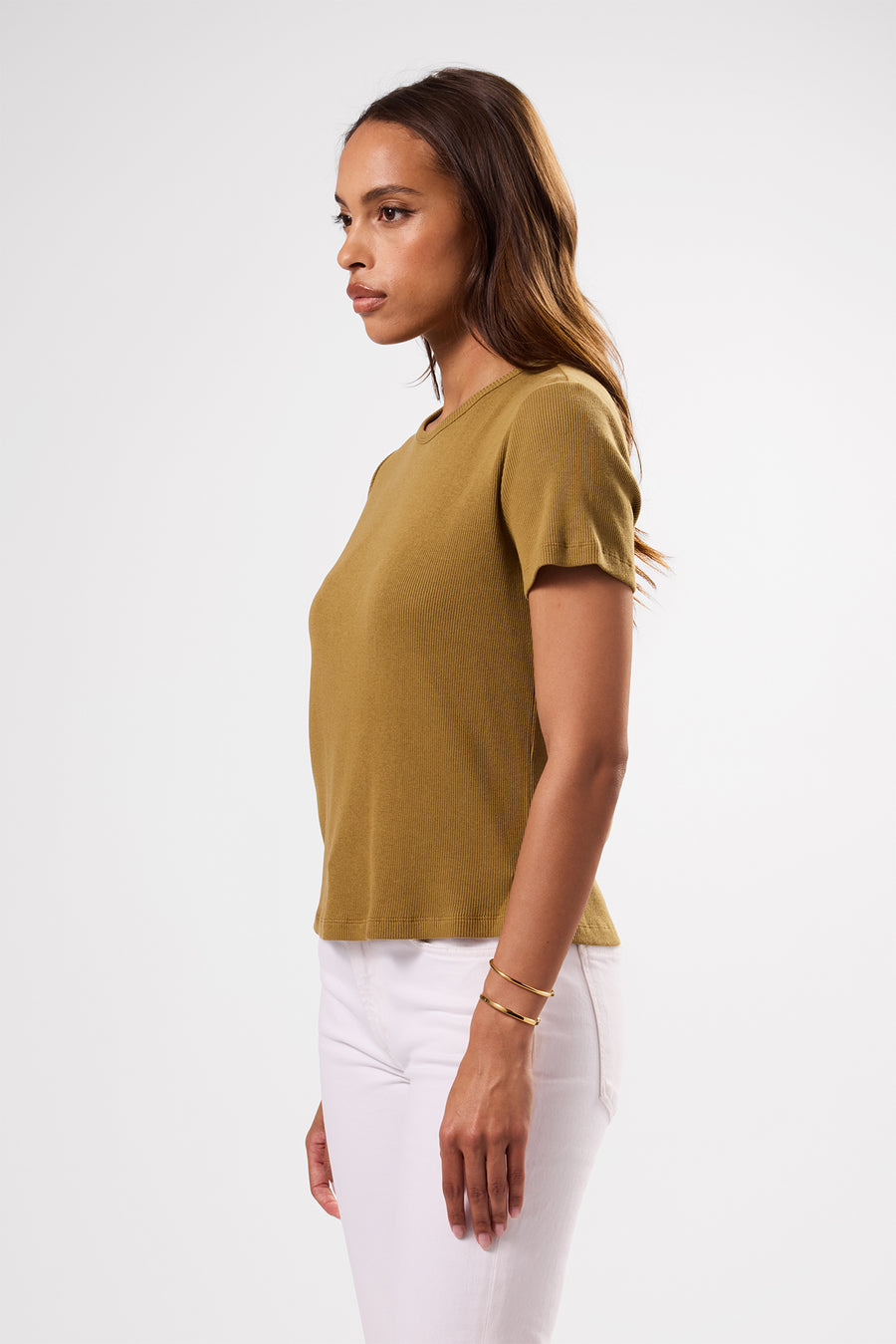 Eleanor Organic Cotton Modal Rib Tee - Elm