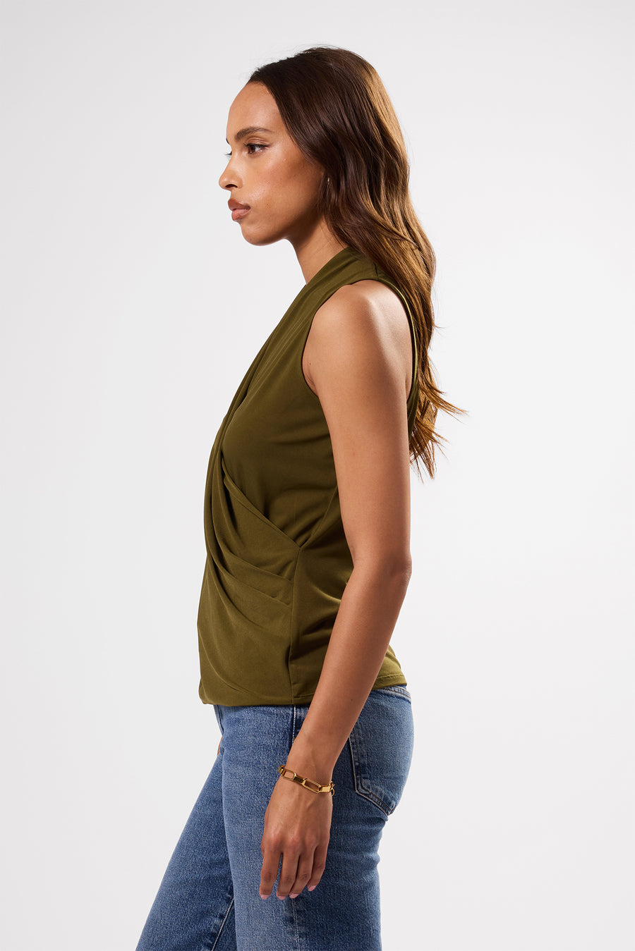 Calais Stretch Knit Tank - Olive Green