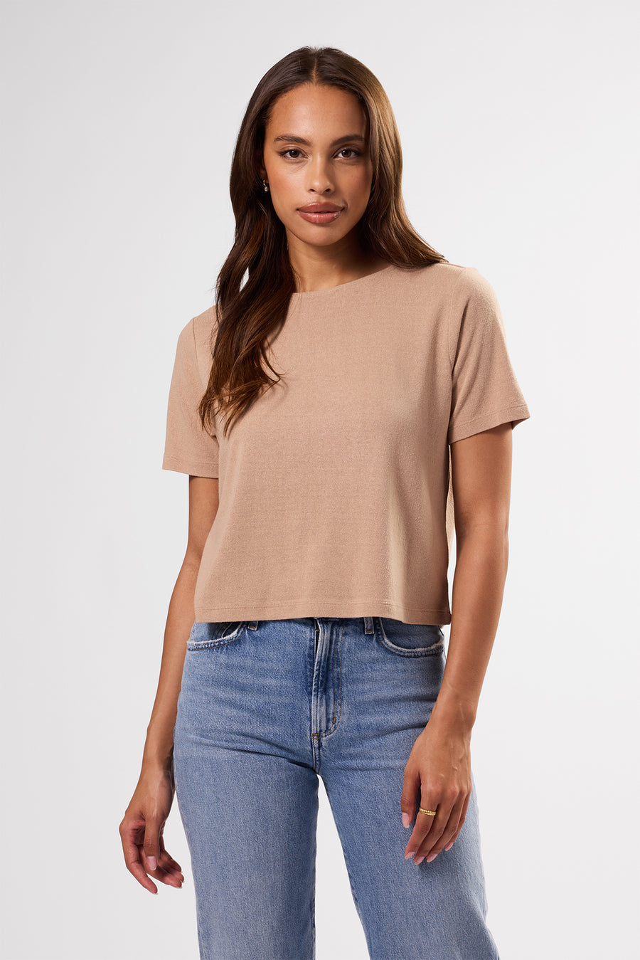 Yvette Silk Knit Tee - Sand