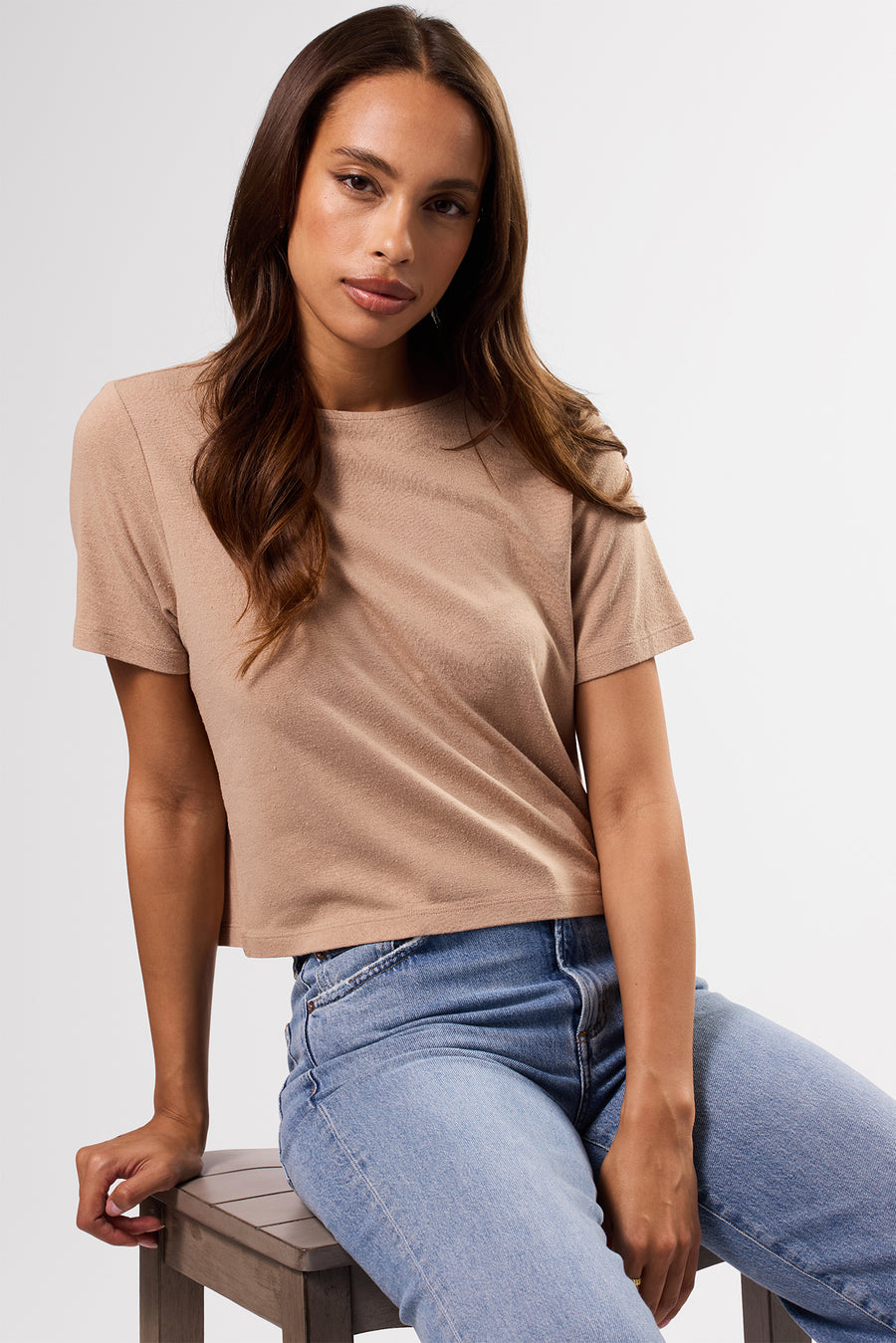 Yvette Silk Knit Tee - Sand