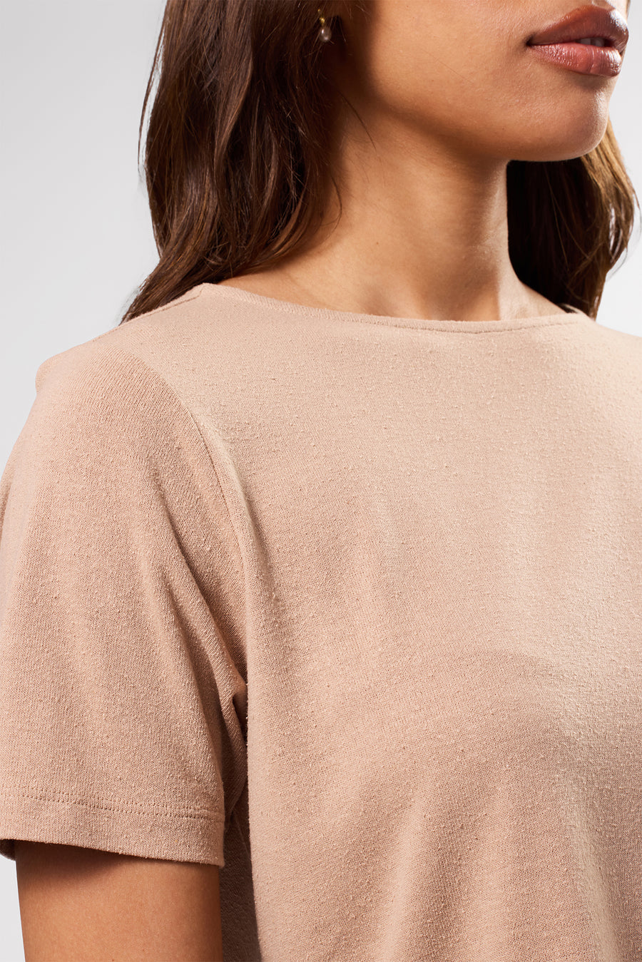 Yvette Silk Knit Tee - Sand