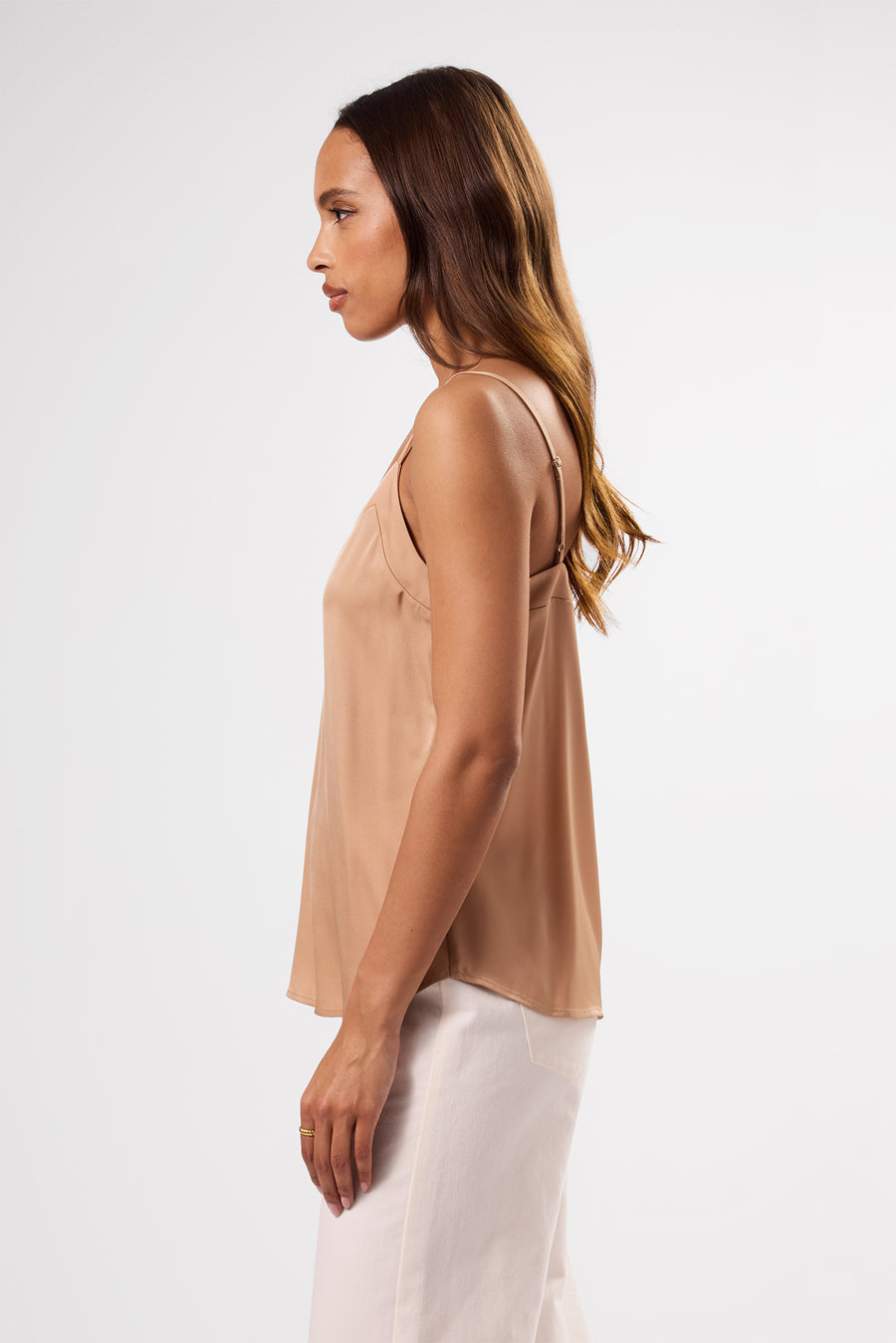 Barlow Stretch Silk Tank - Biscotti