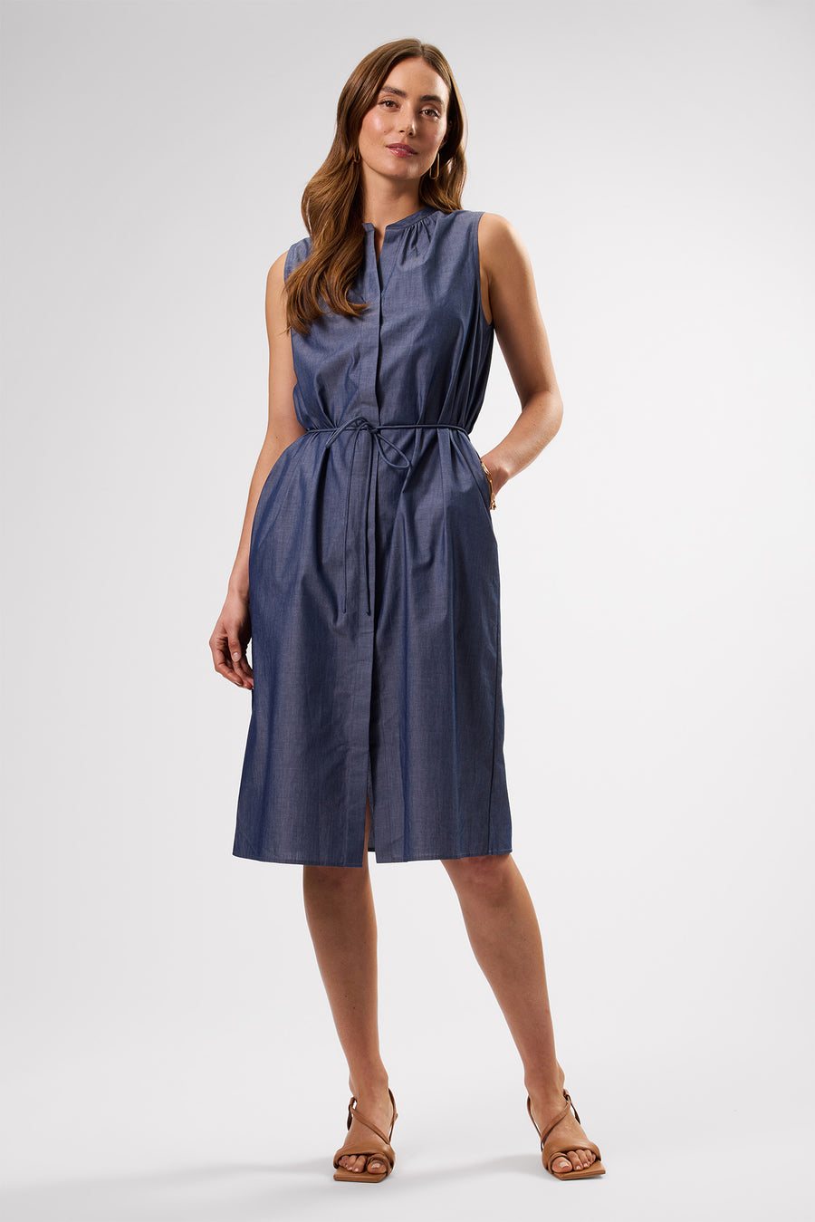 Kylen Organic Cotton Shirt Dress - Chambray Blue