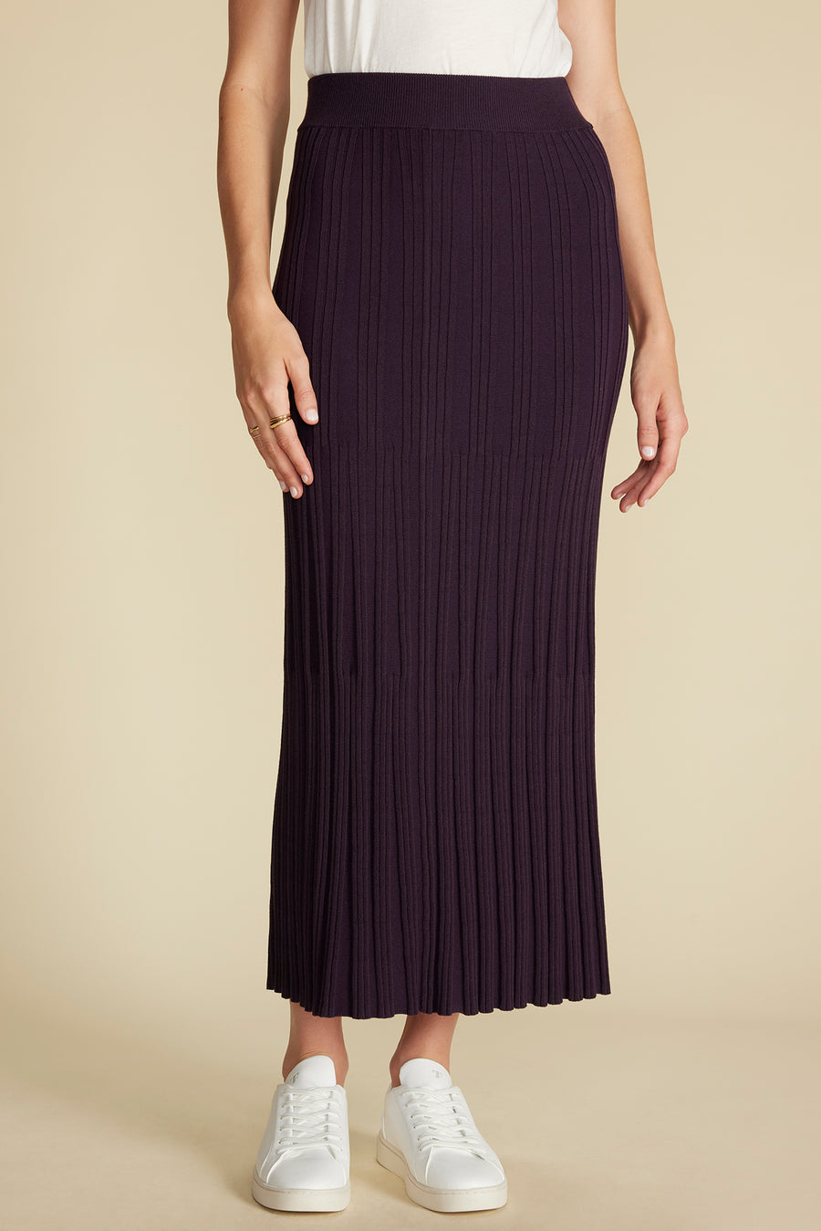 Cerise Knit Midi Skirt - Purple Fig