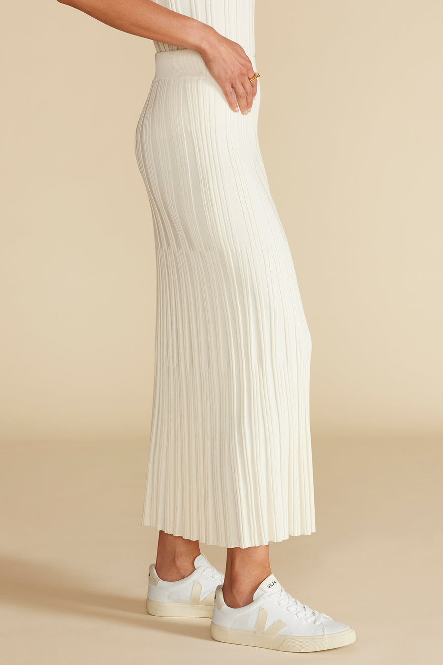 Ivory knit midi skirt hotsell