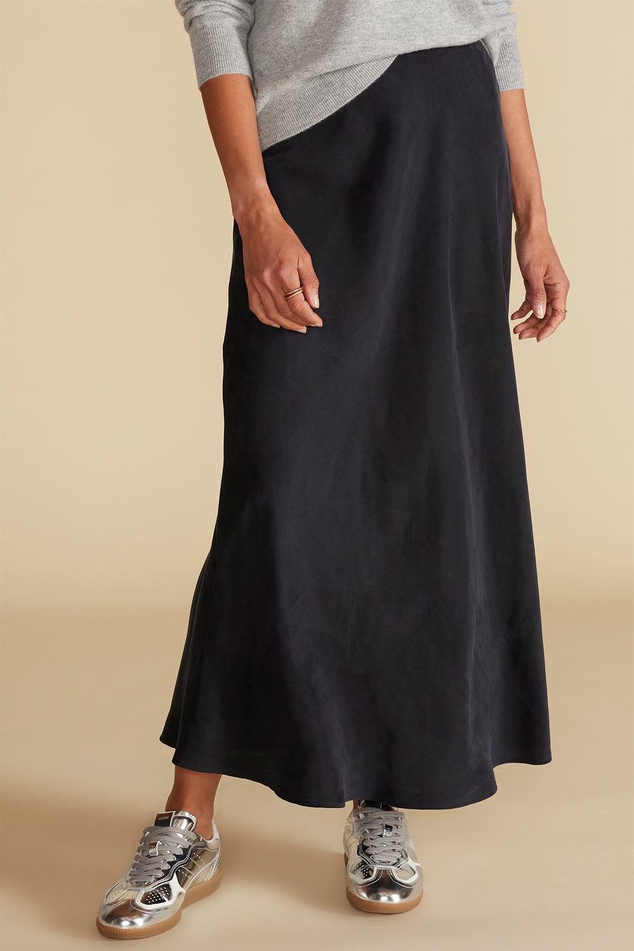 Eve Cupro Slip Skirt - Black