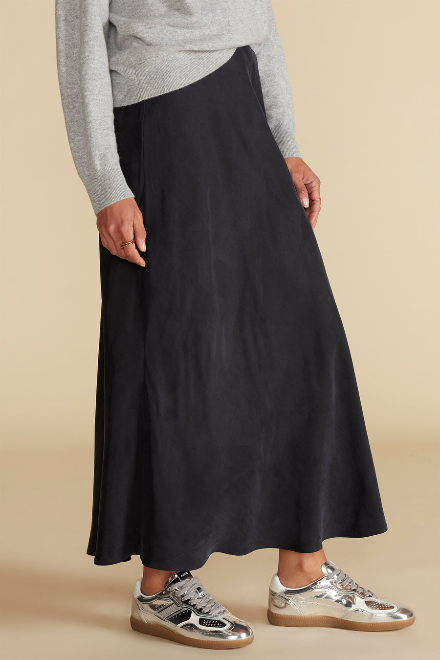 Eve Cupro Slip Skirt - Black