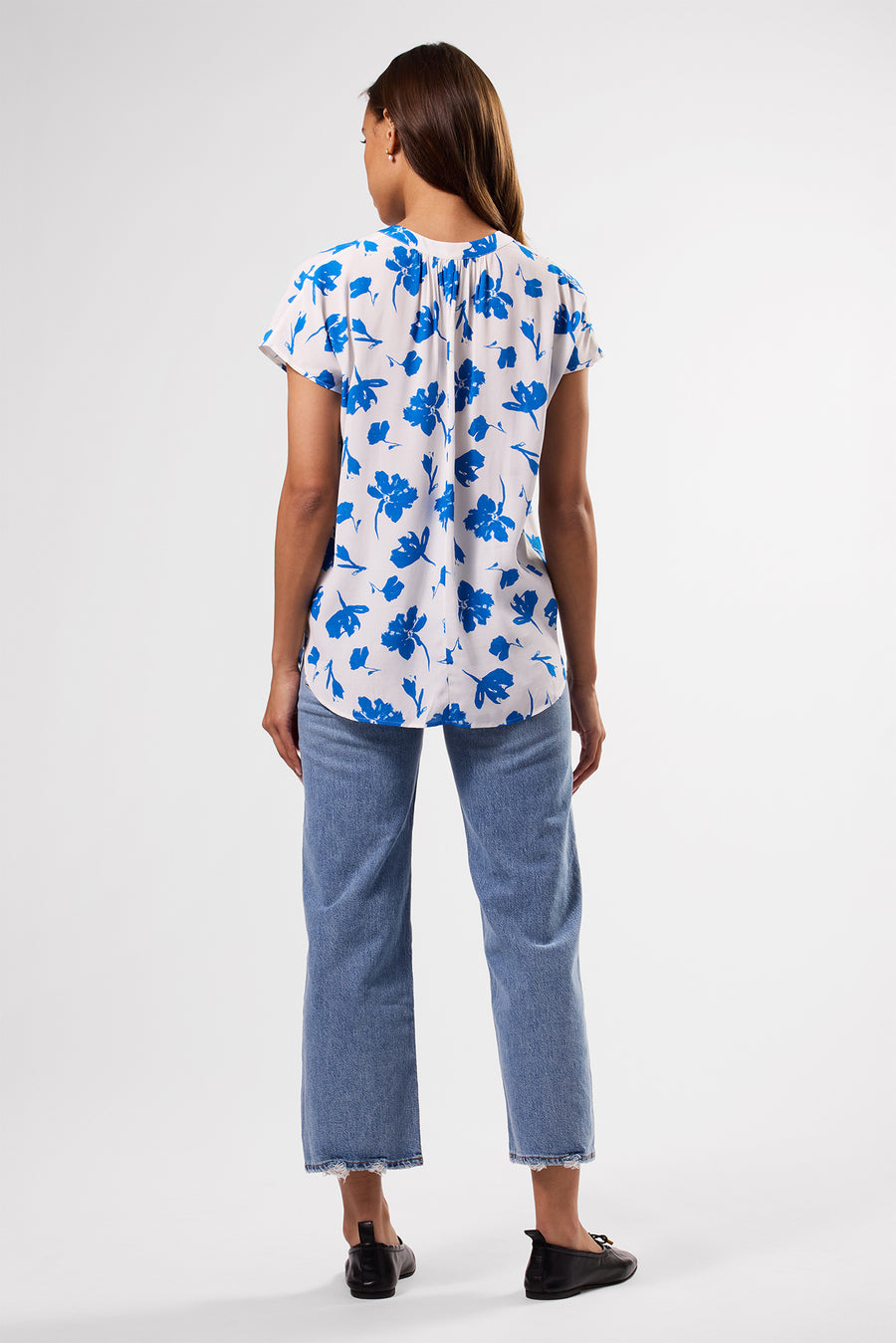 Renata Crepe Blouse - Aix Blue