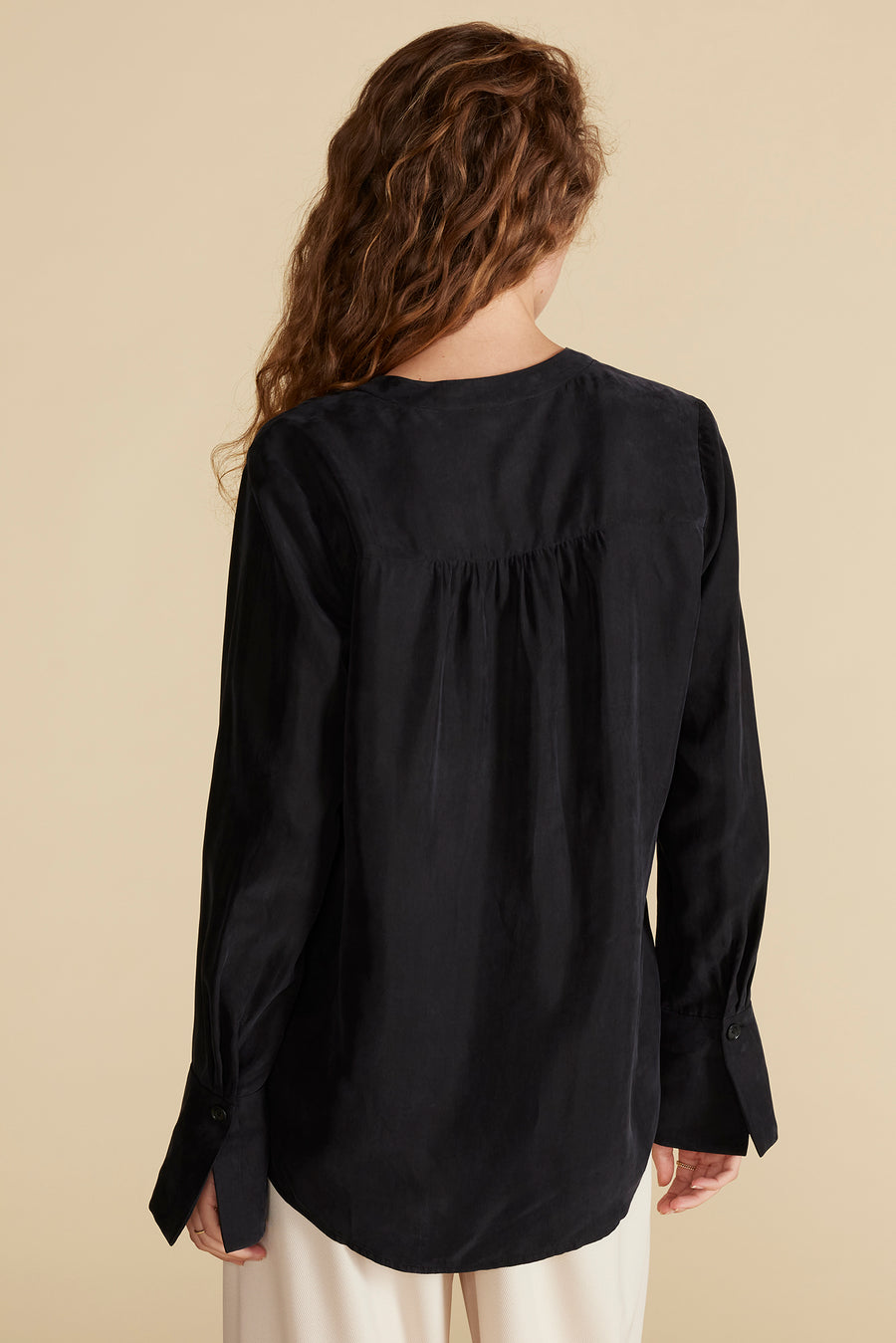 Dree Cupro V Neck Blouse - Black