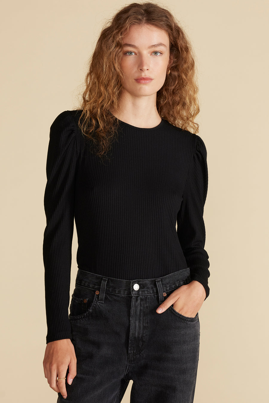 Reine Paris Rib Top - Black