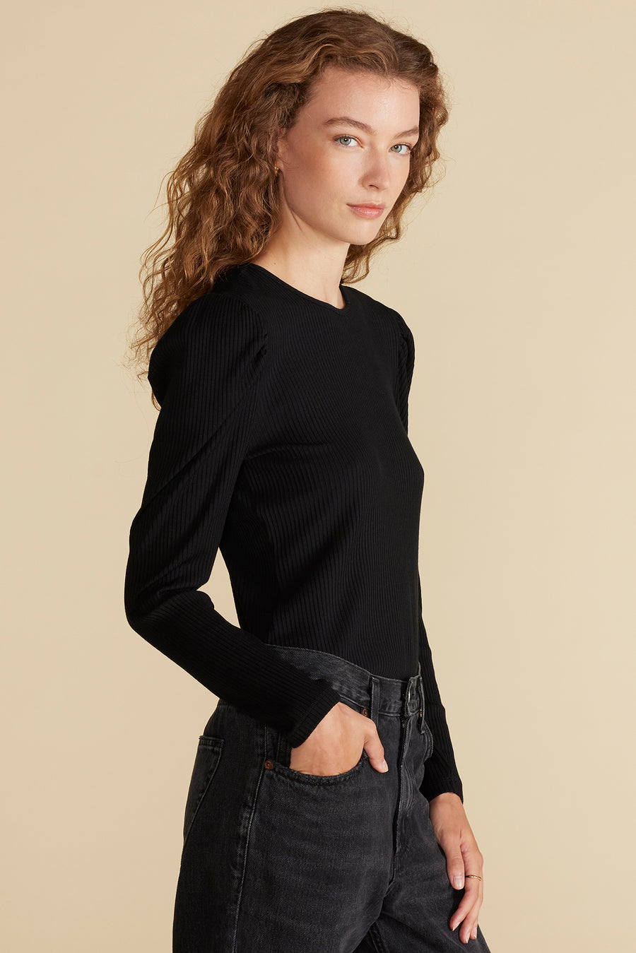 Reine Paris Rib Top - Black