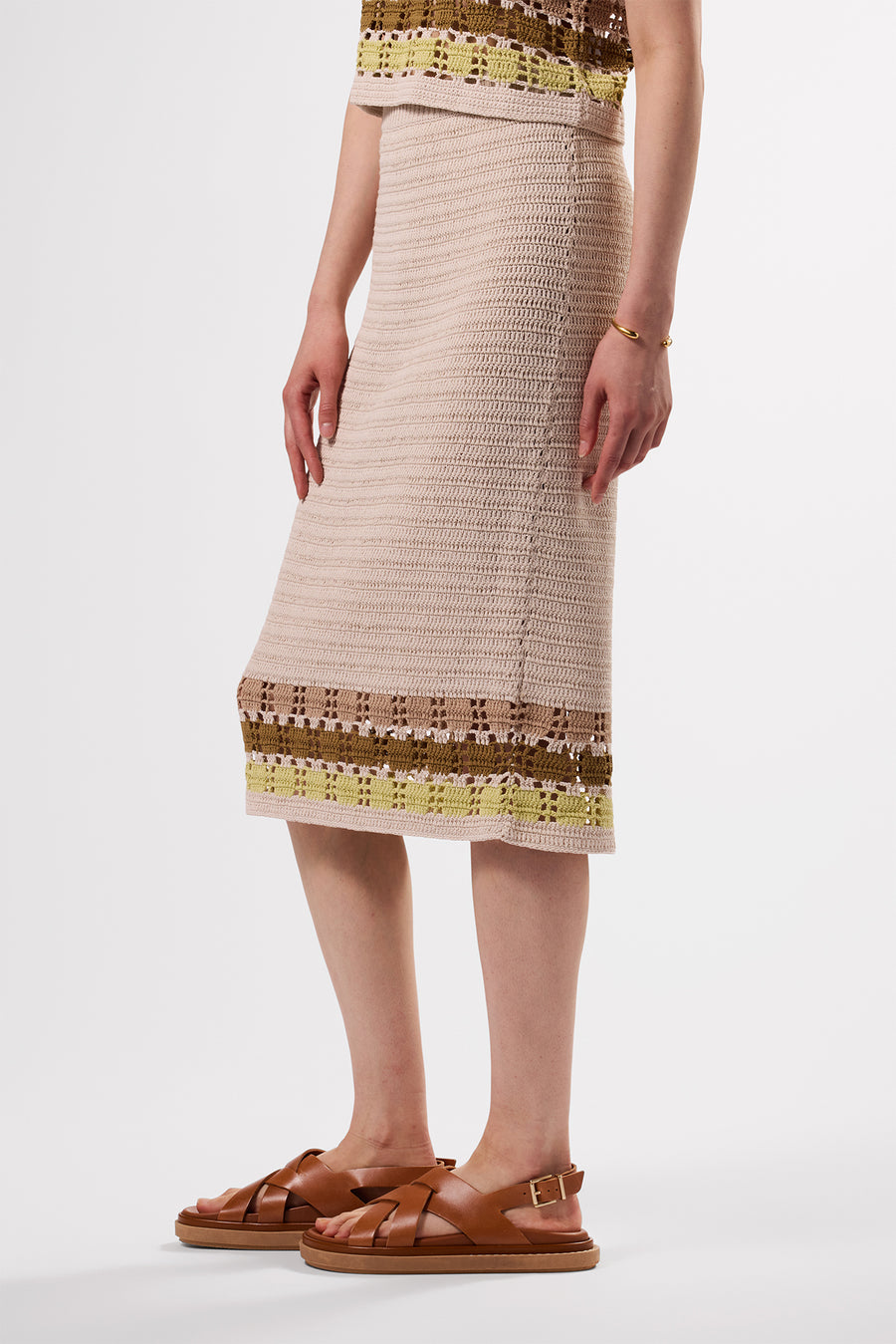 Meli Crochet Skirt - Ecru Multi Stripe