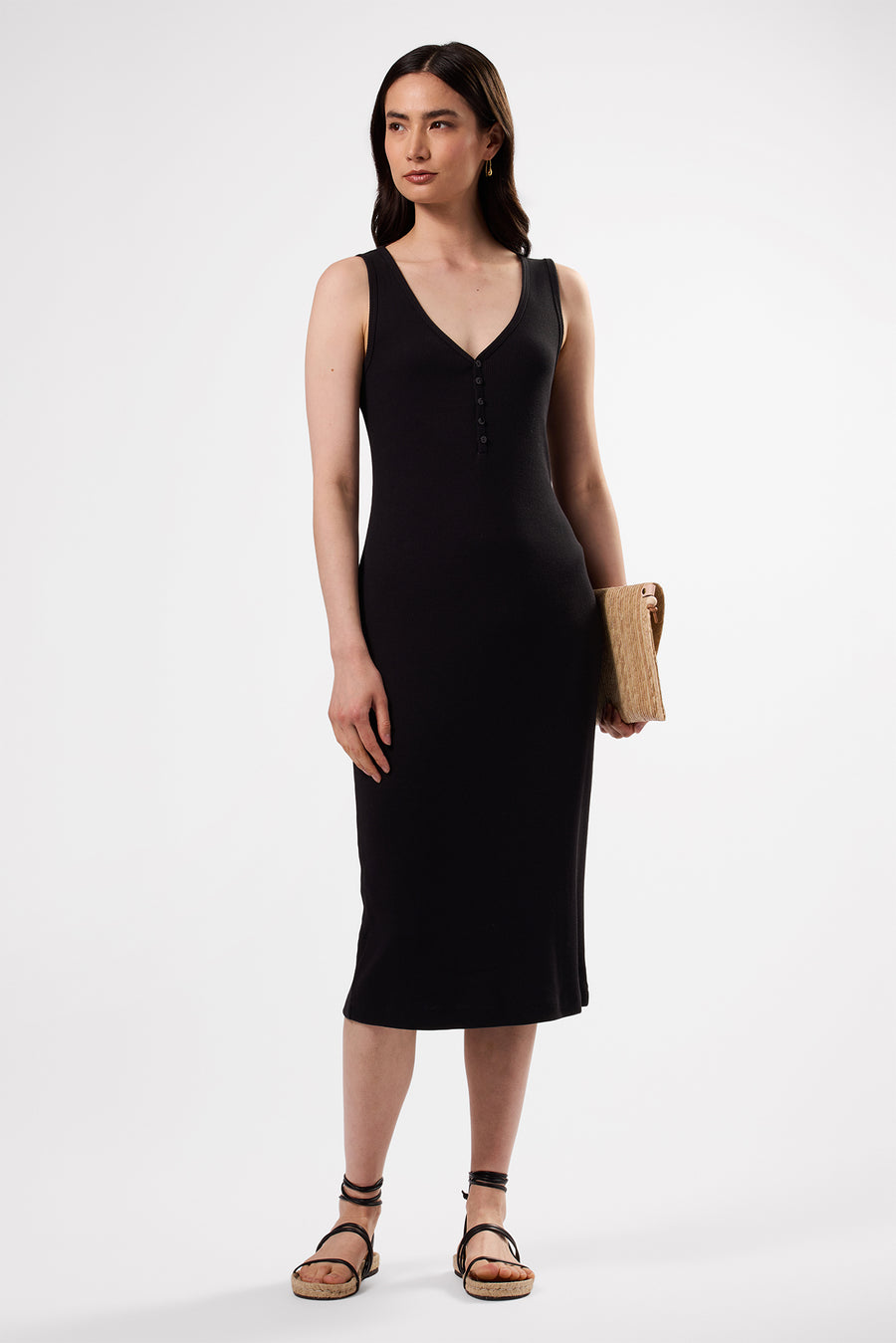 Deacon Organic Cotton Modal Rib Dress - Black