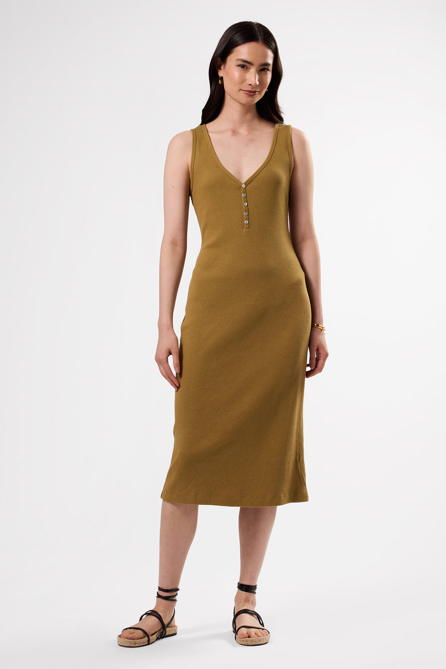 Deacon Organic Cotton Modal Rib Dress - Elm