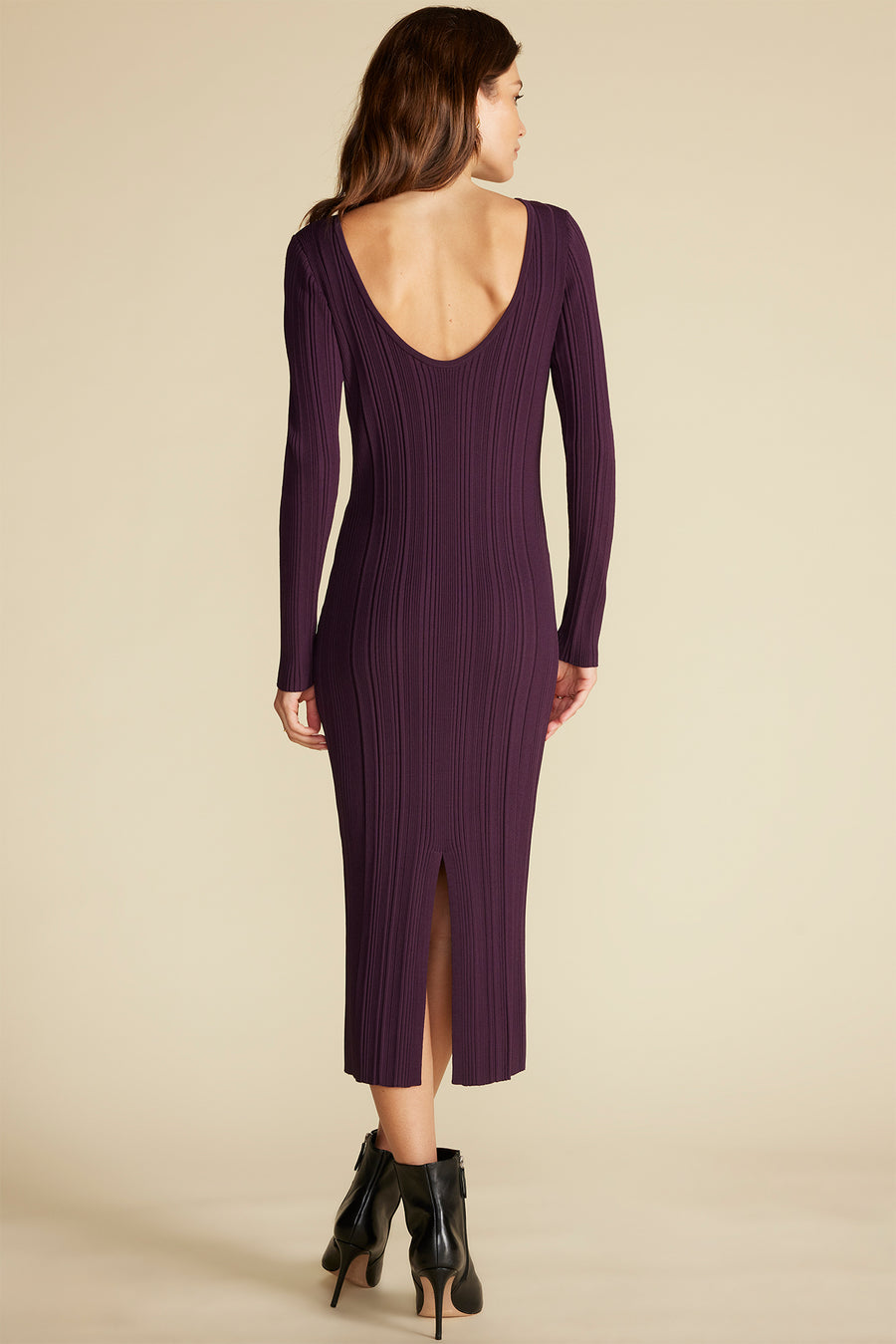 Chantae Boatneck Rib Dress - Purple Fig