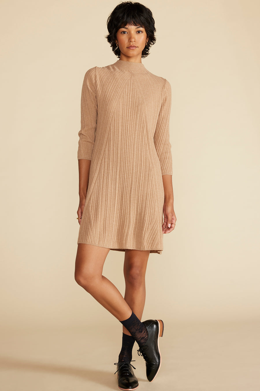 Sidony Mini Sweater Dress - Camel