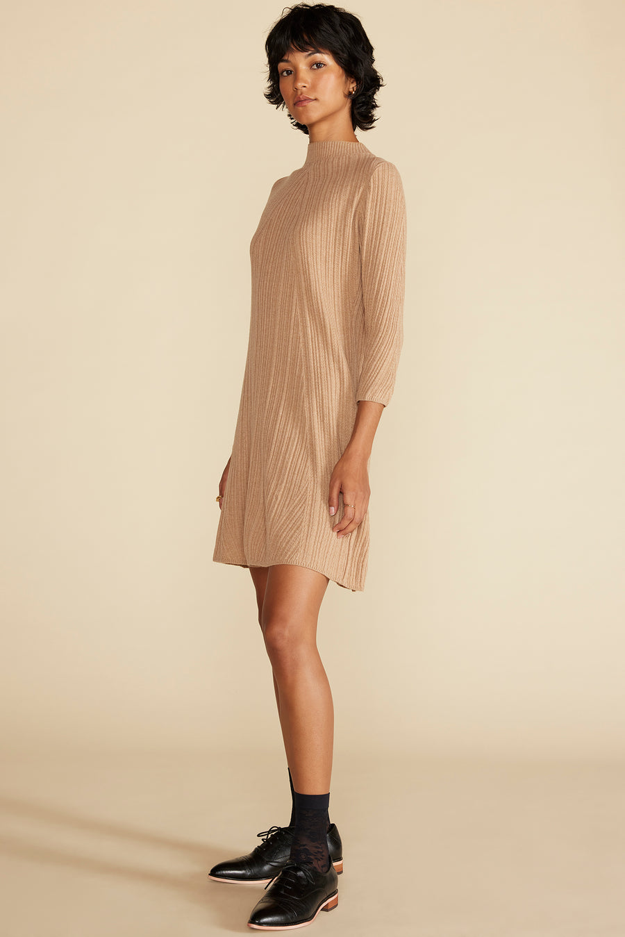 Sidony Mini Sweater Dress - Camel