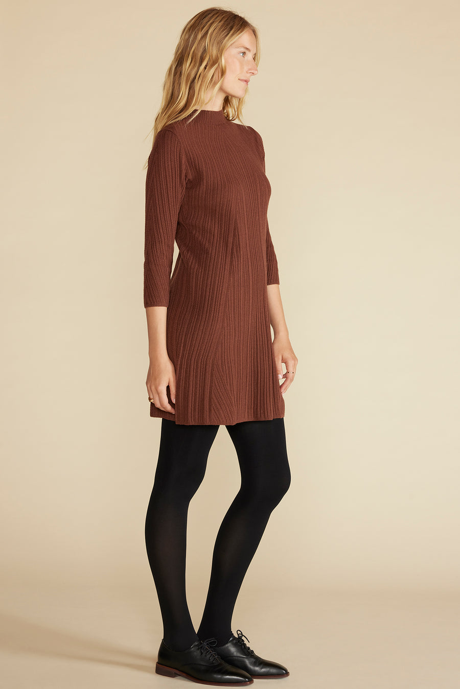 Sidony Mini Sweater Dress - Espresso Brown