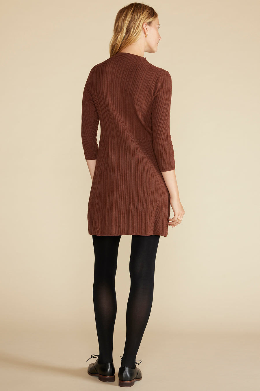 Sidony Mini Sweater Dress - Espresso Brown