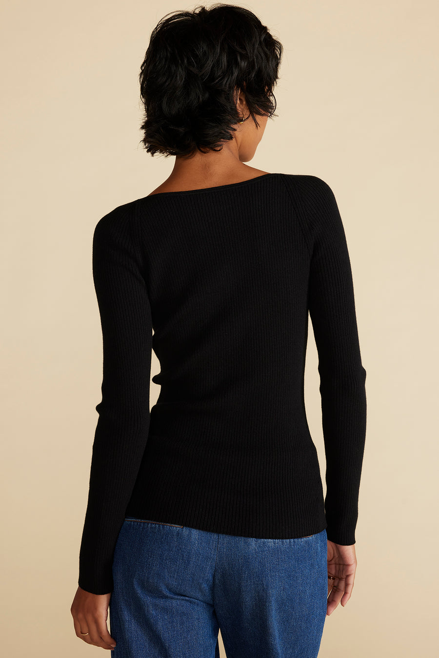 Maelle Square Neck Sweater - Black