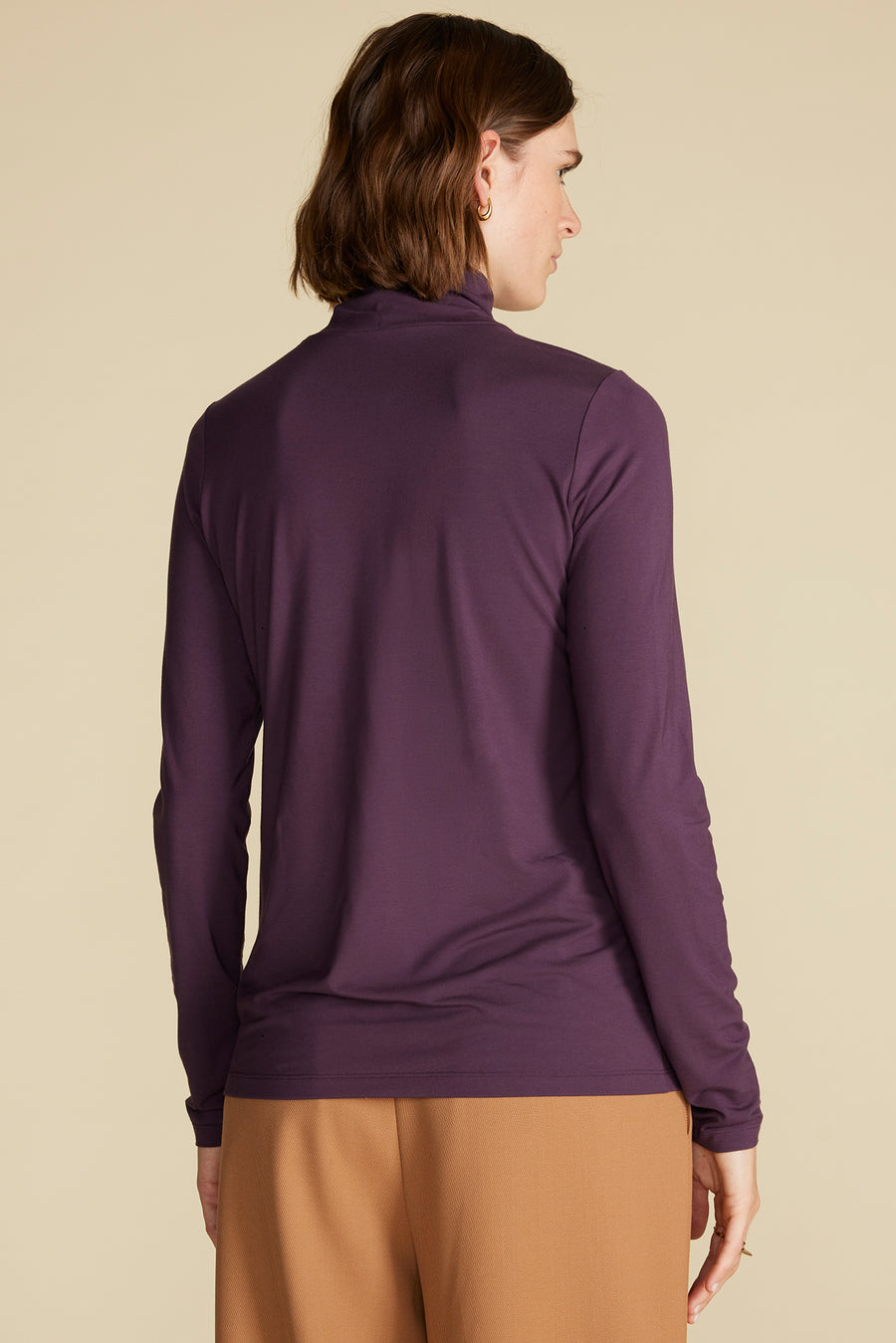 Flannery Bamboo Knit Turtleneck - Purple Fig