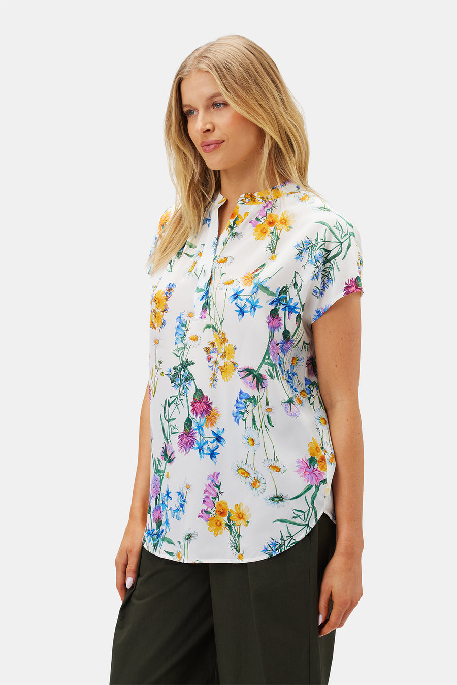 Renata Washable Silk Blouse - Jardin Ivory