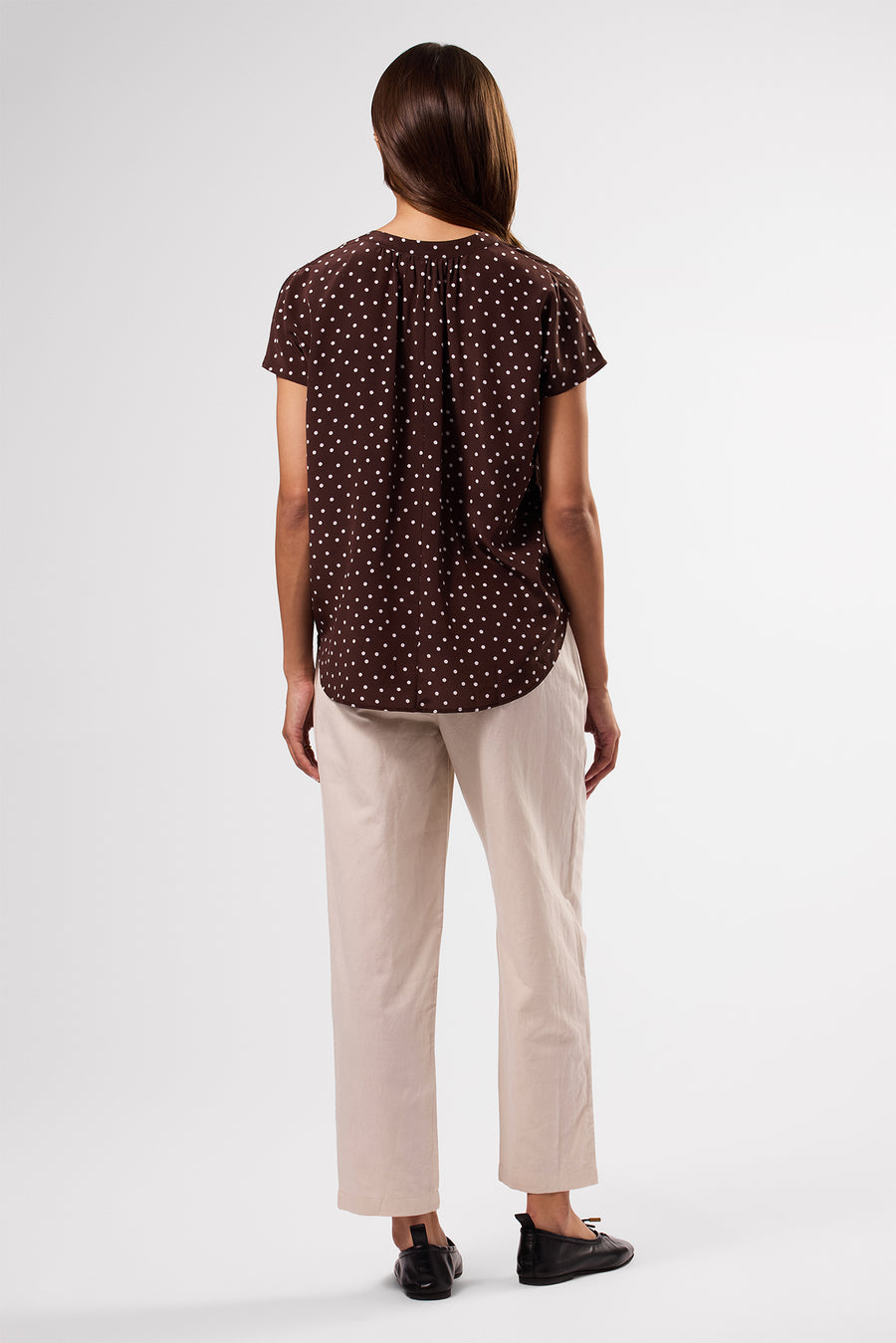 Renata Washable Silk Blouse - Riviera Dot Espresso