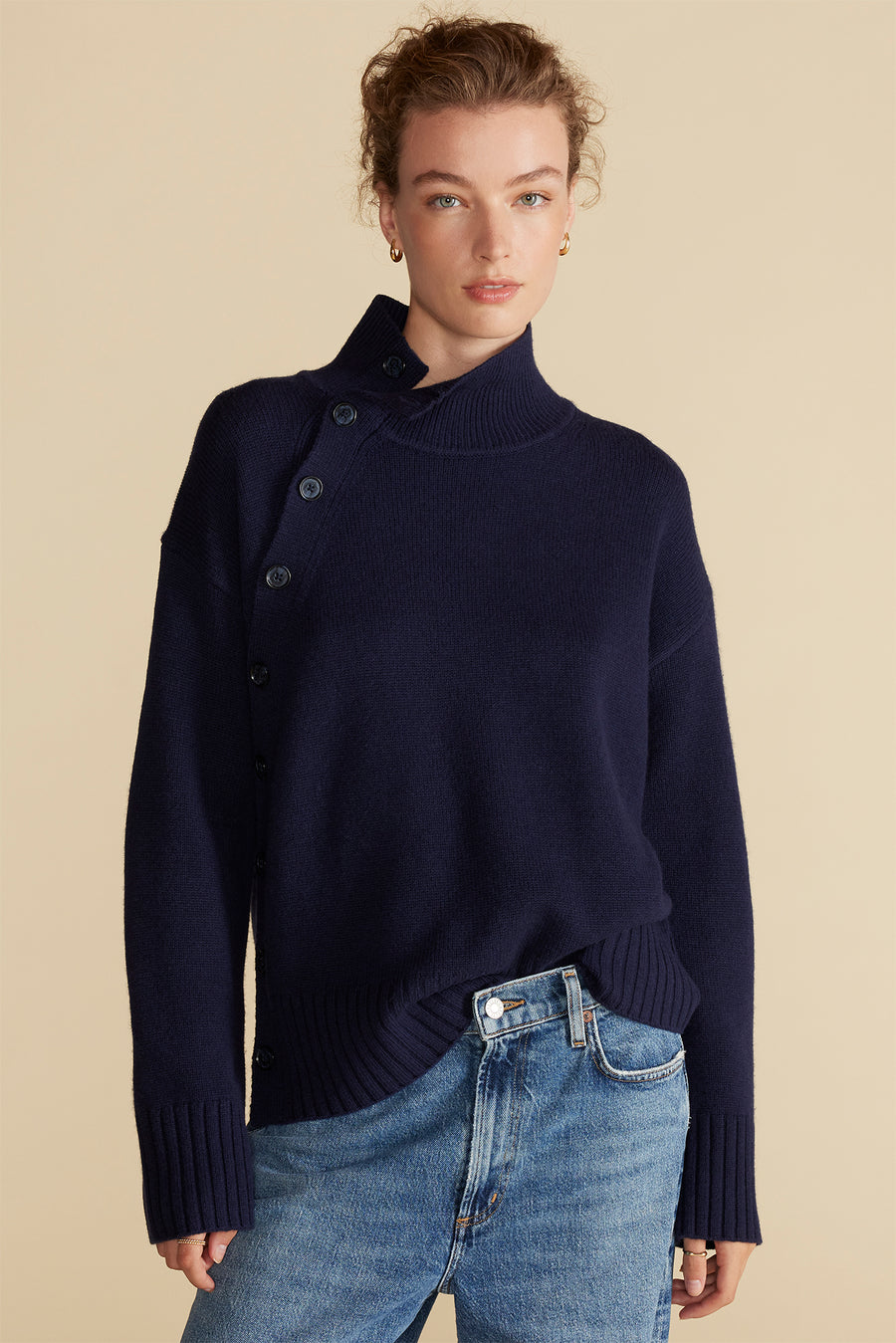 Leonie Turtleneck Sweater - Navy Blue