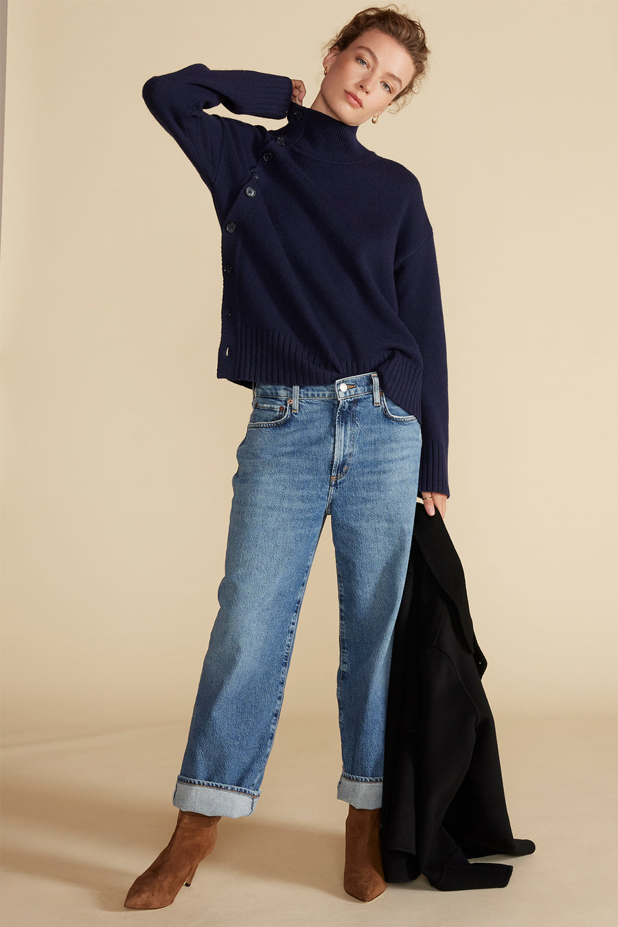 Leonie Turtleneck Sweater - Navy Blue