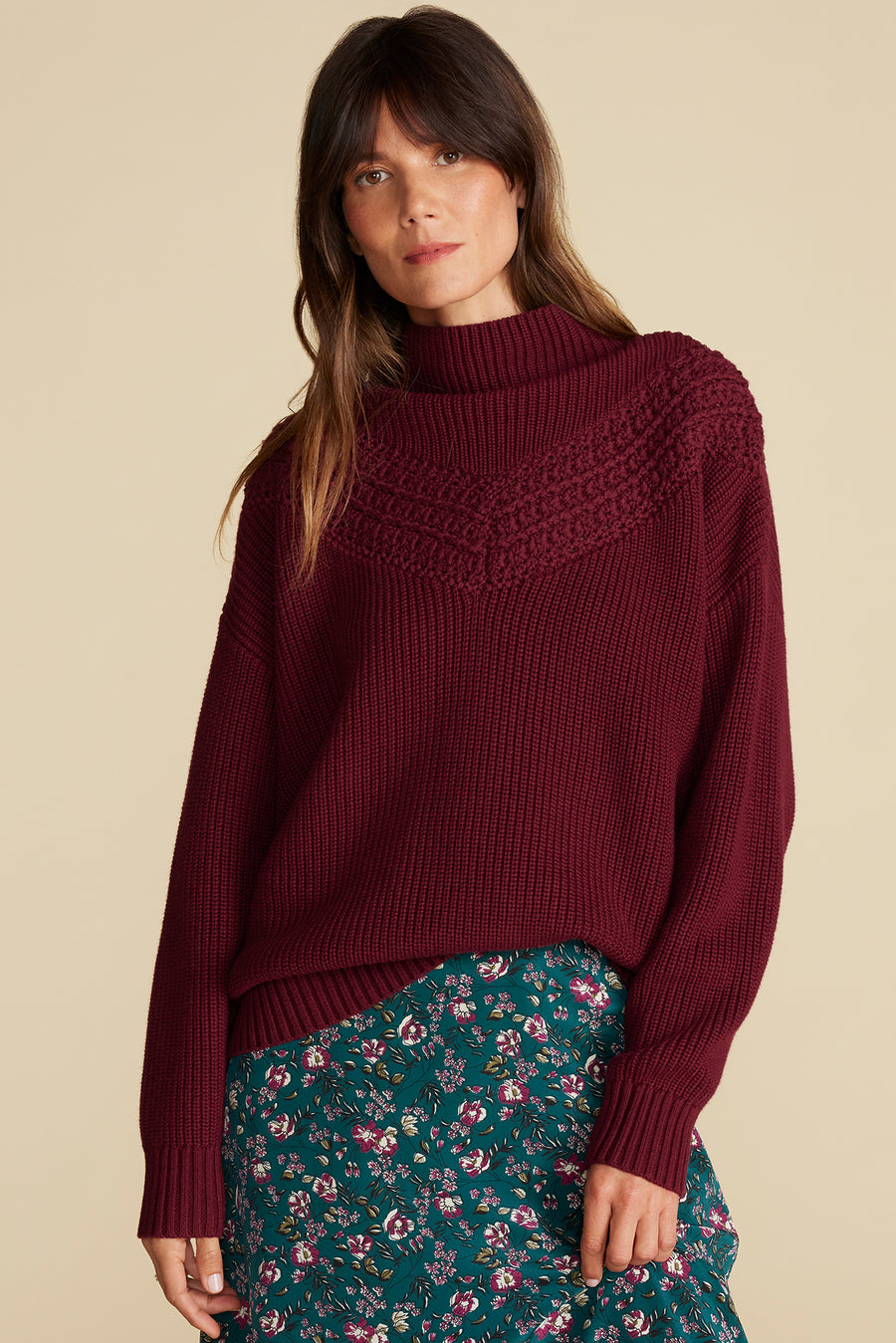 Monet Cotton Merino Sweater - Burgundy