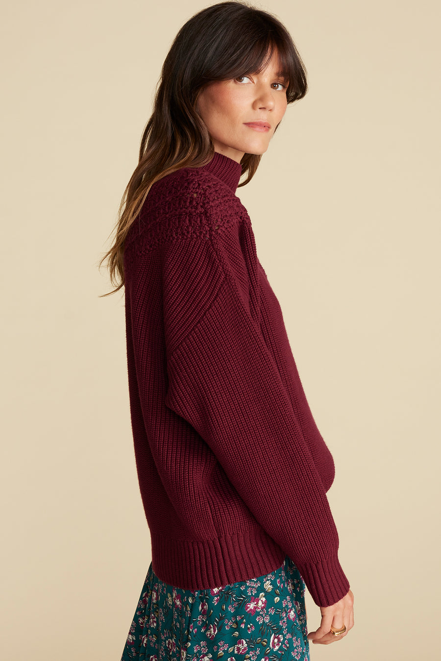 Monet Cotton Merino Sweater - Burgundy