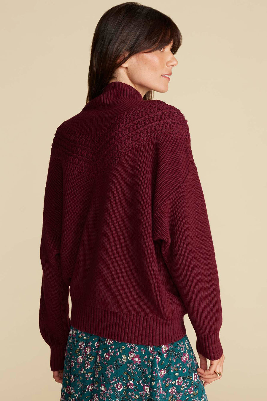 Monet Cotton Merino Sweater - Burgundy