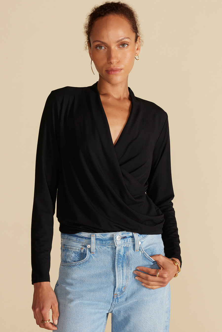 Calais Bamboo Knit Blouse - Black