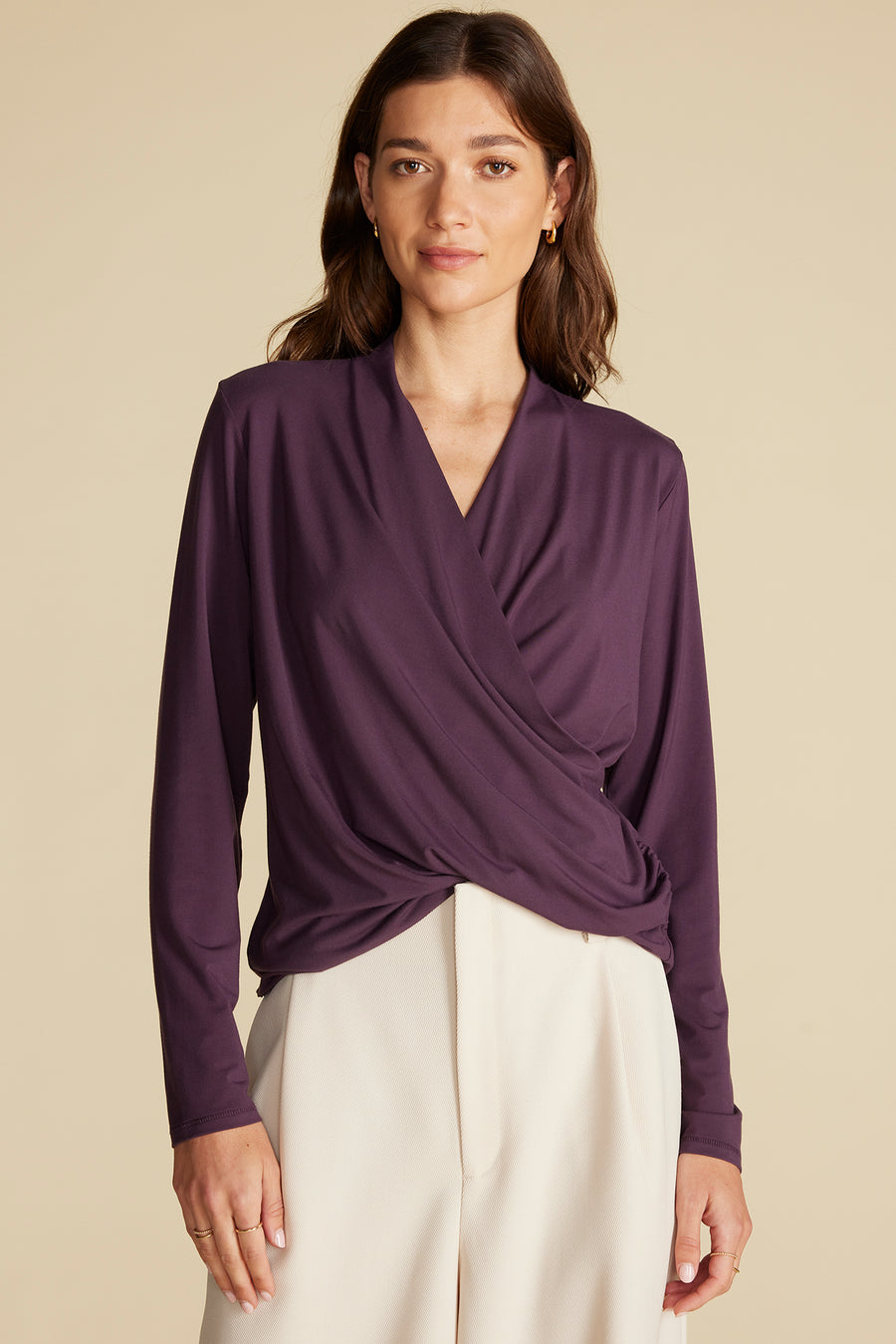 Calais Bamboo Knit Blouse - Purple Fig