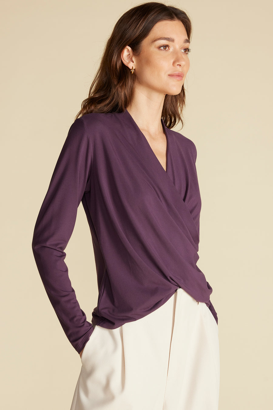 Calais Bamboo Knit Blouse - Purple Fig