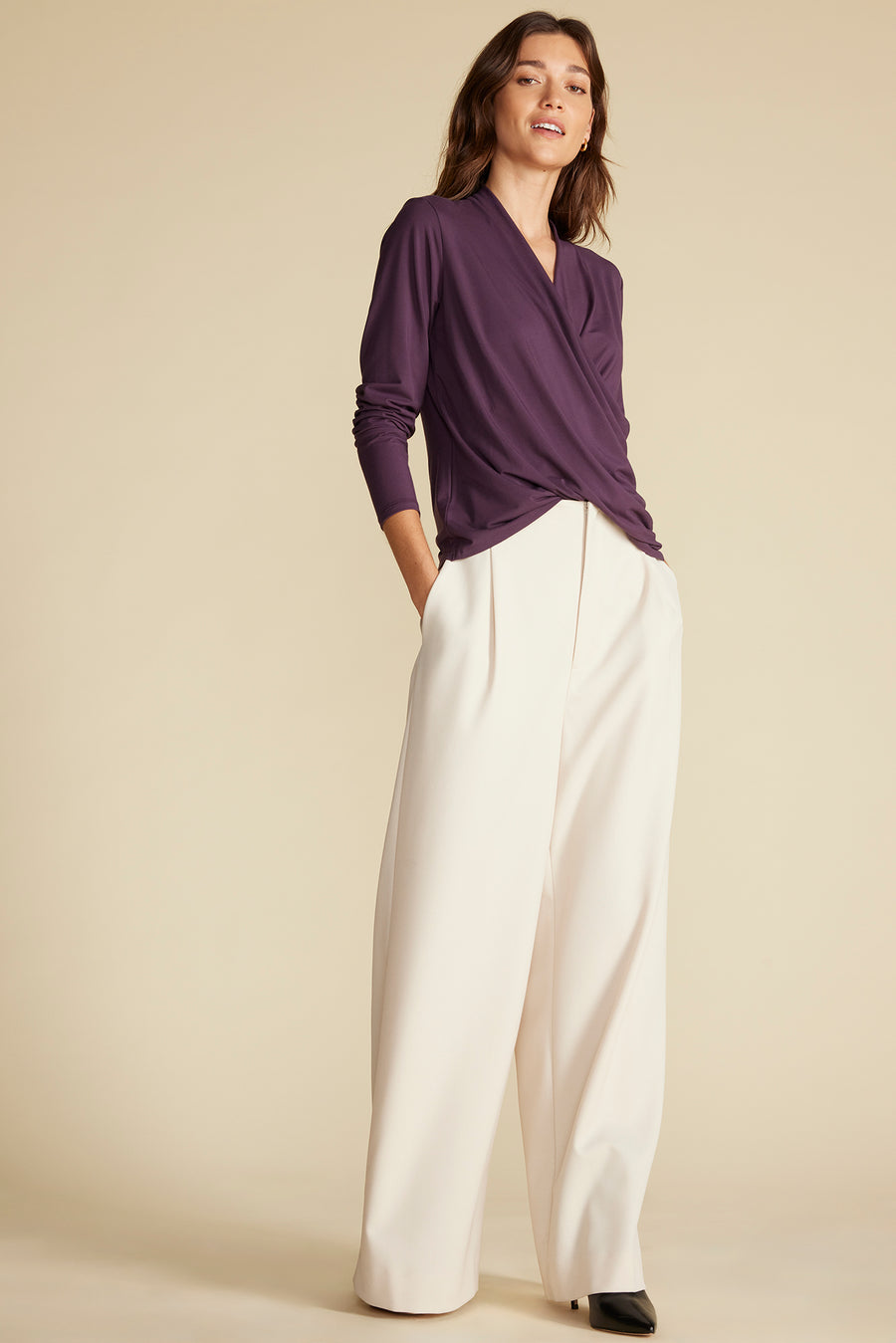 Calais Bamboo Knit Blouse - Purple Fig