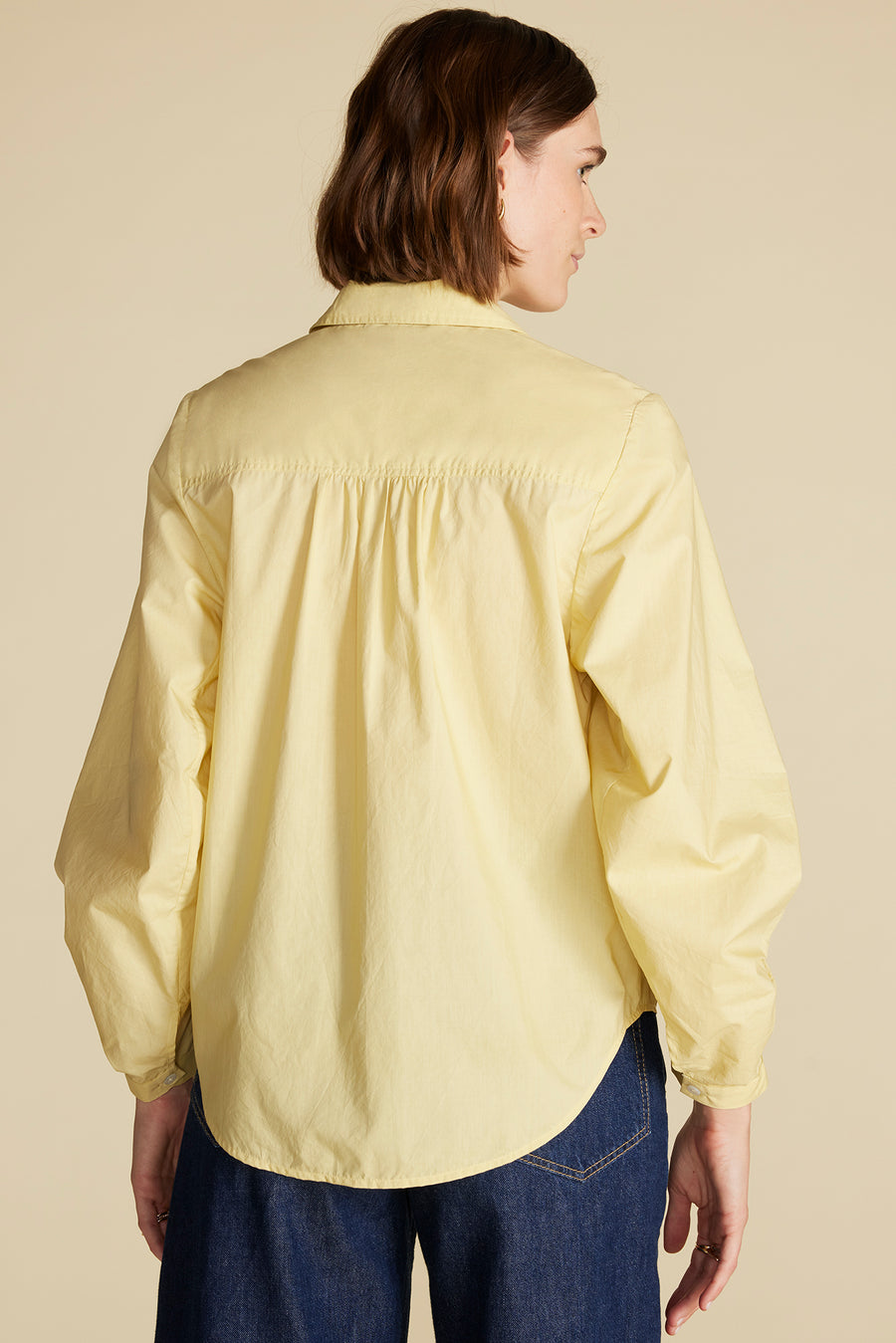 Averi Pleated Poplin Blouse - Anise Yellow