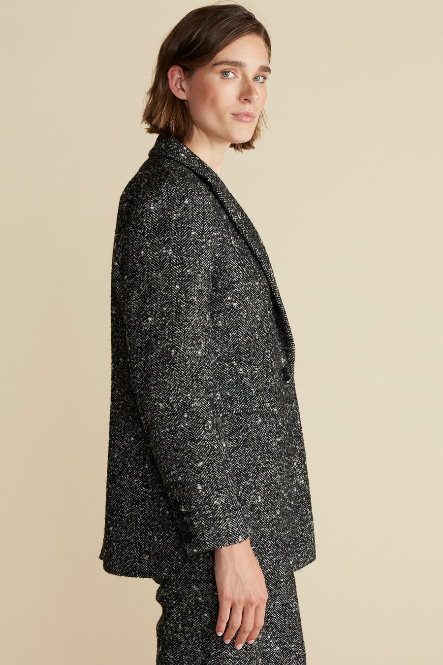 Alix Boyfriend Blazer - Black Herringbone