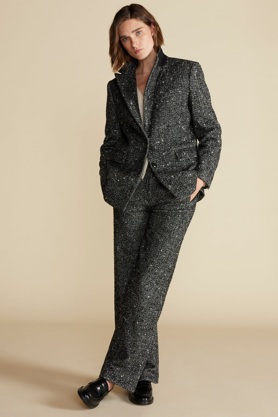 Alix Boyfriend Blazer - Black Herringbone