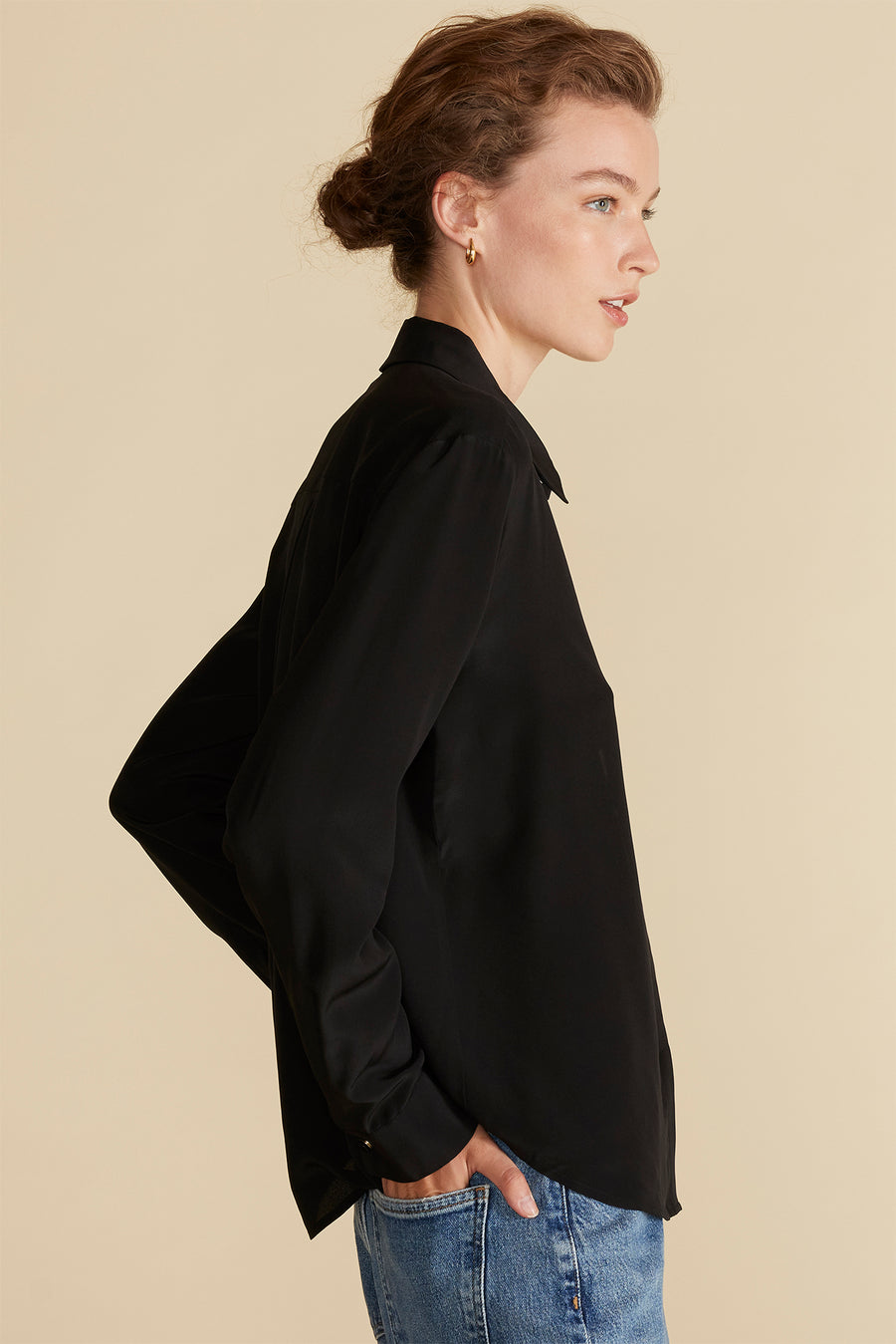 Bixby Washable Silk Blouse - Black