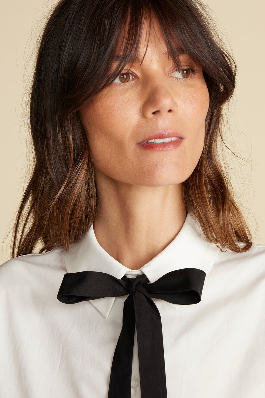 Cottine Cotton Poplin Tie Blouse - White