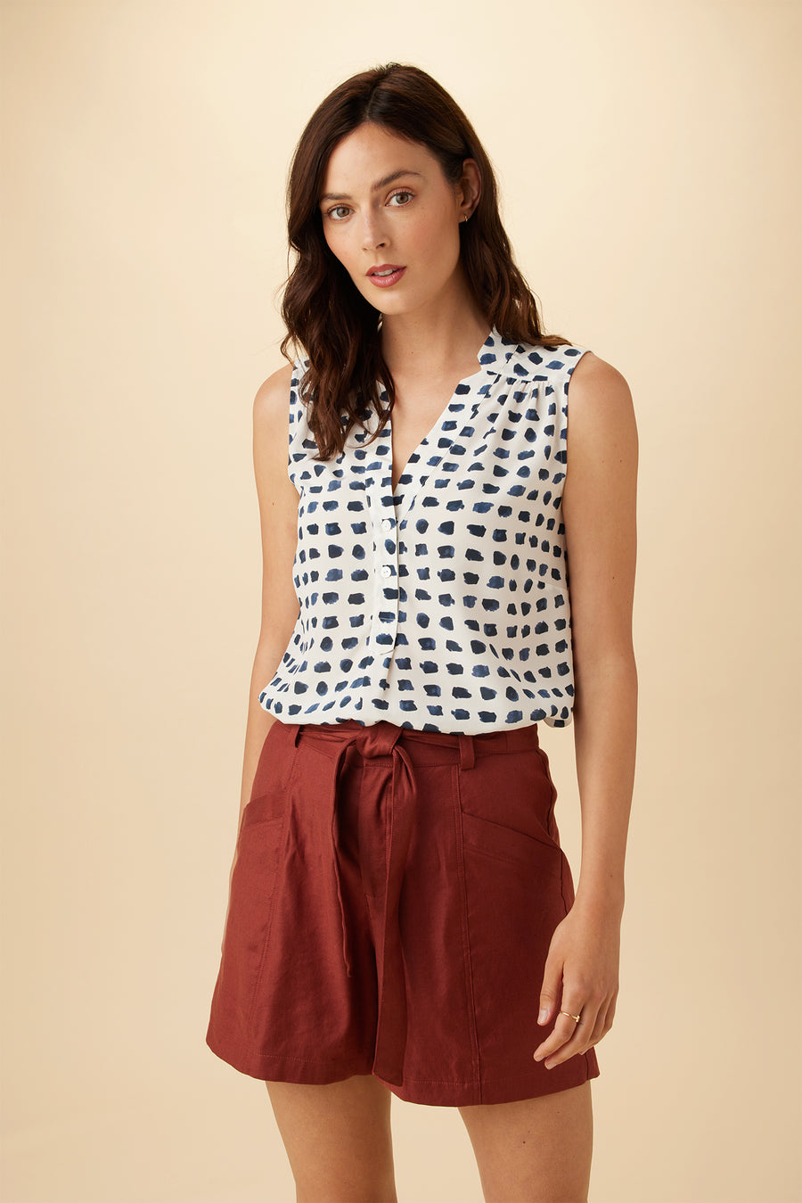 Amy Washable Silk Blouse - Squared Up White